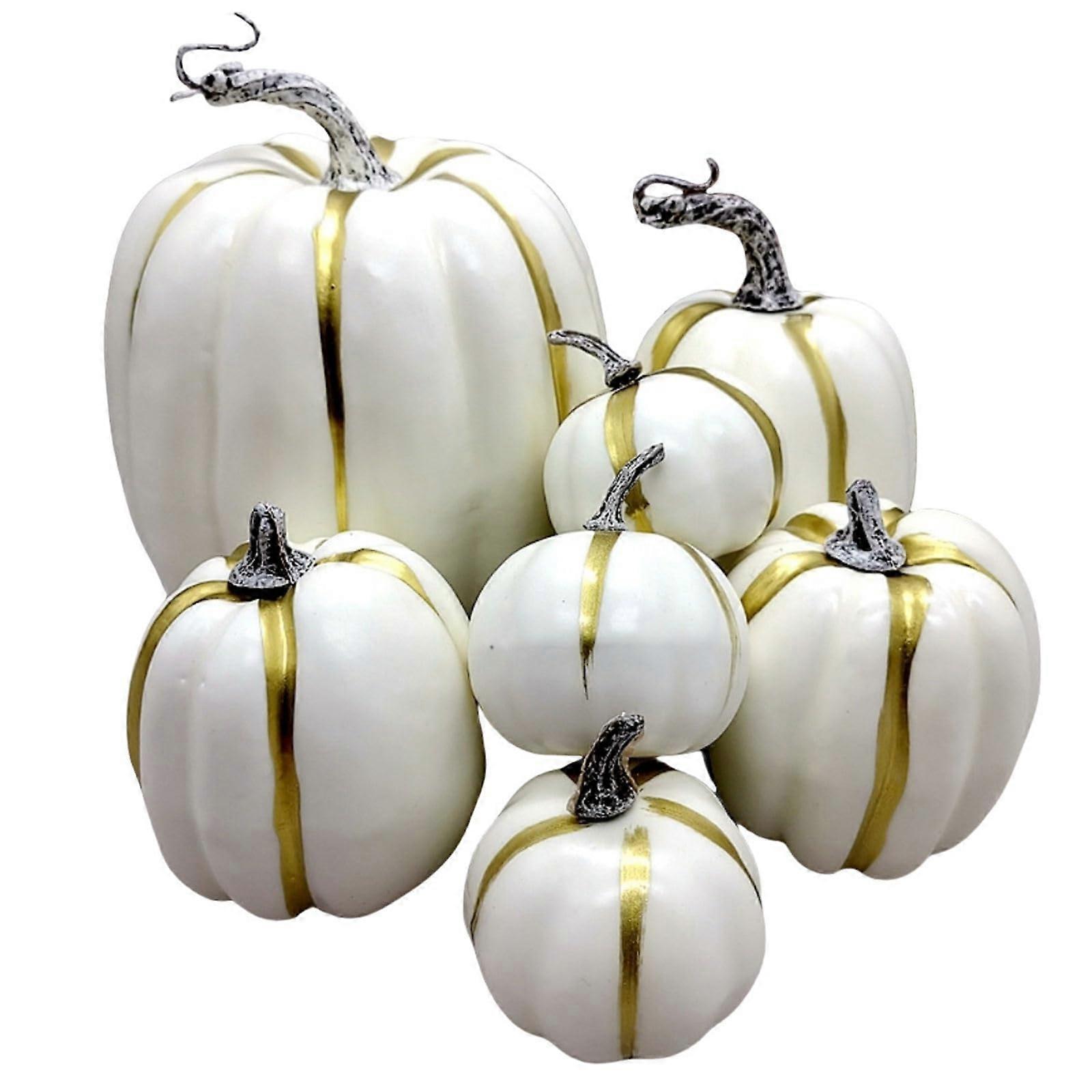 Artificial Pumpkin Ornaments Set of 7, Durable Harvest Pumpkin Models for Thanksgiving Home Decoration and Party Decor