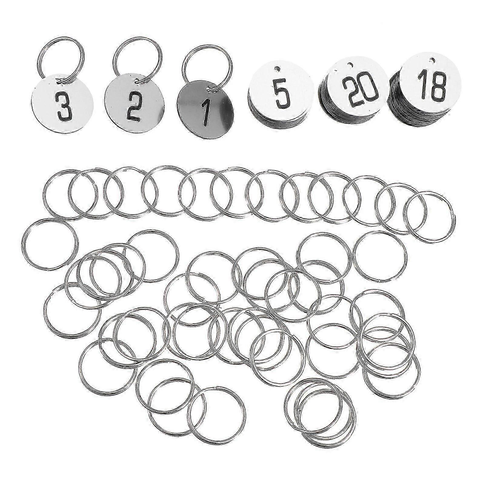 50pcs Plastic Round Numbered Tags Key Tags Id Tags With Key Rings For Hotel