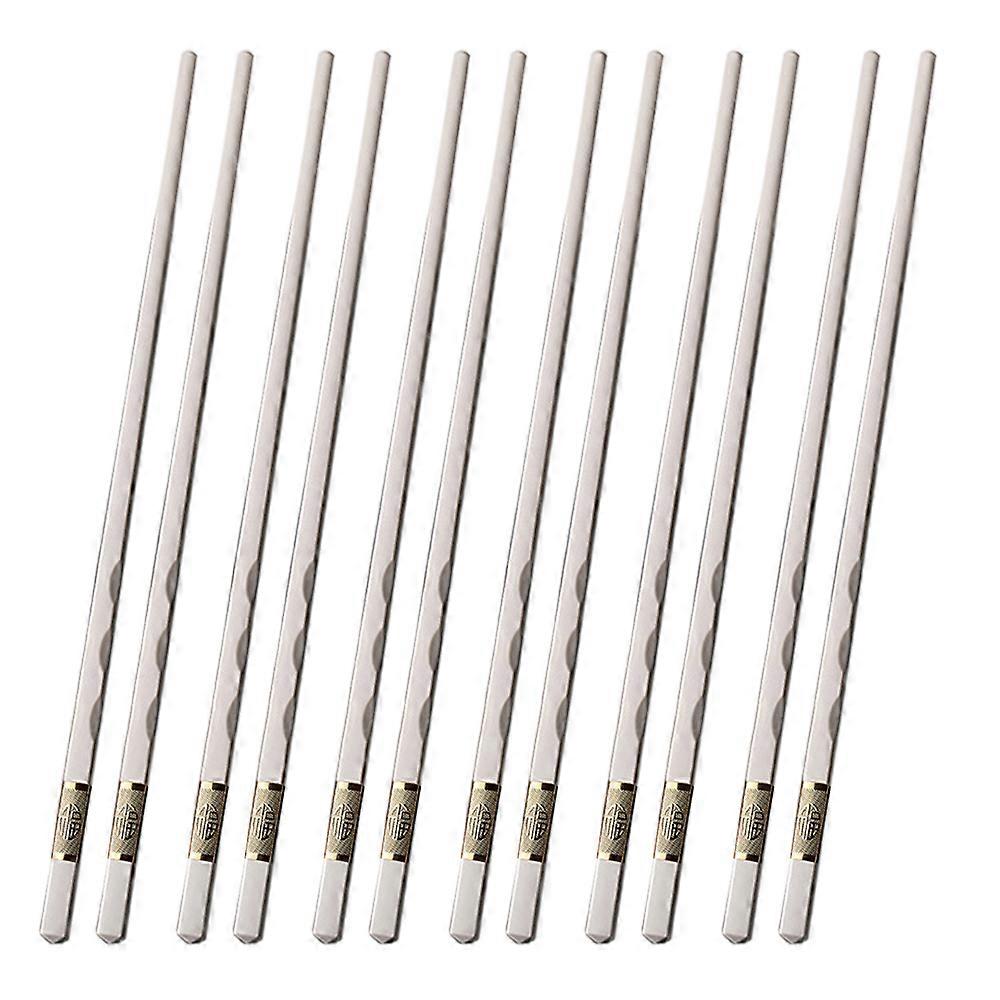 6 paia di bacchette in fibra di vetro, bacchette in lega riutilizzabili bacchette antiscivolo, bacchette filettate-bianco