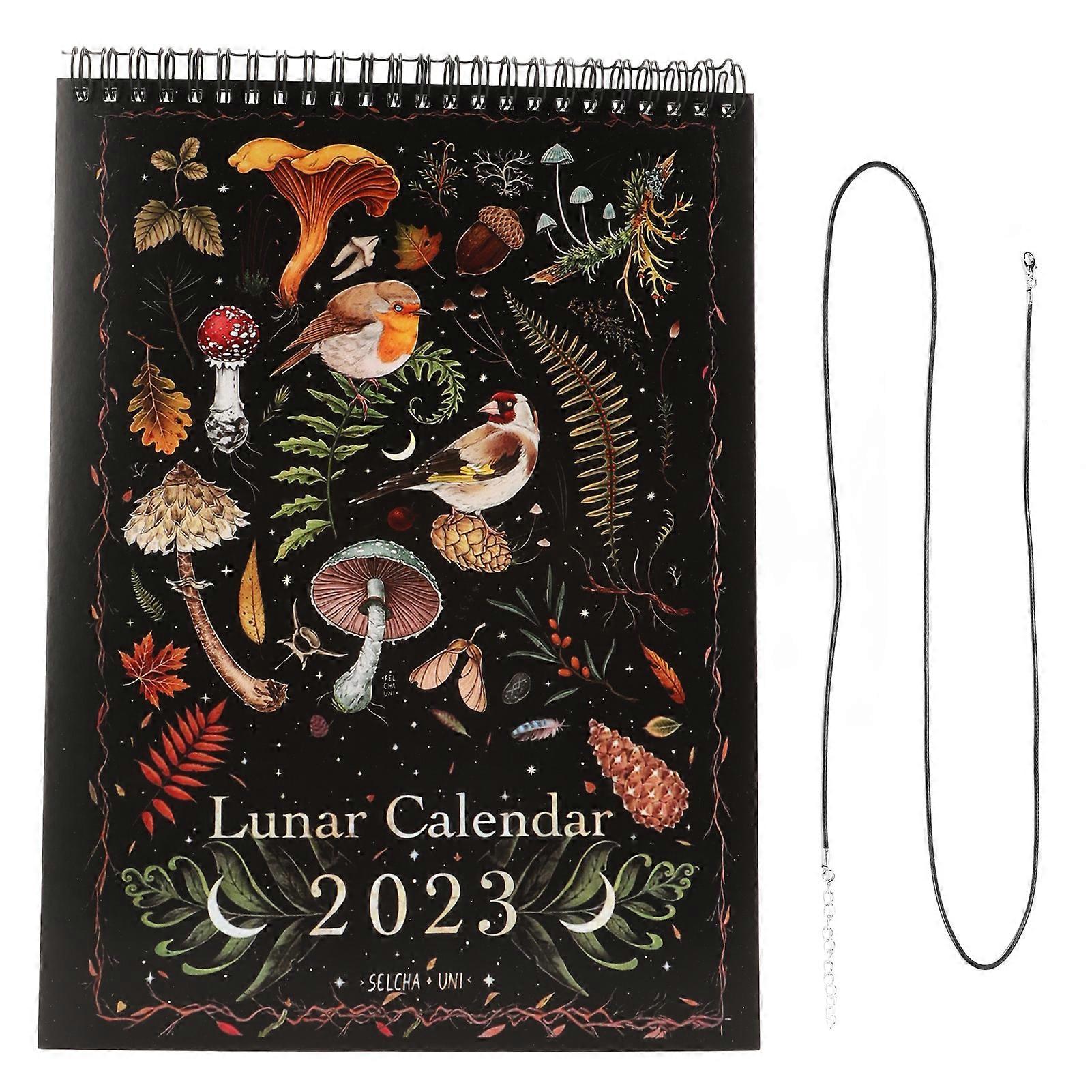 2023 Dark Forest Lunar Calendar Waterproof 12 Month Monthly Colorful Wall Calendar with 12 Illustrations for Home Office