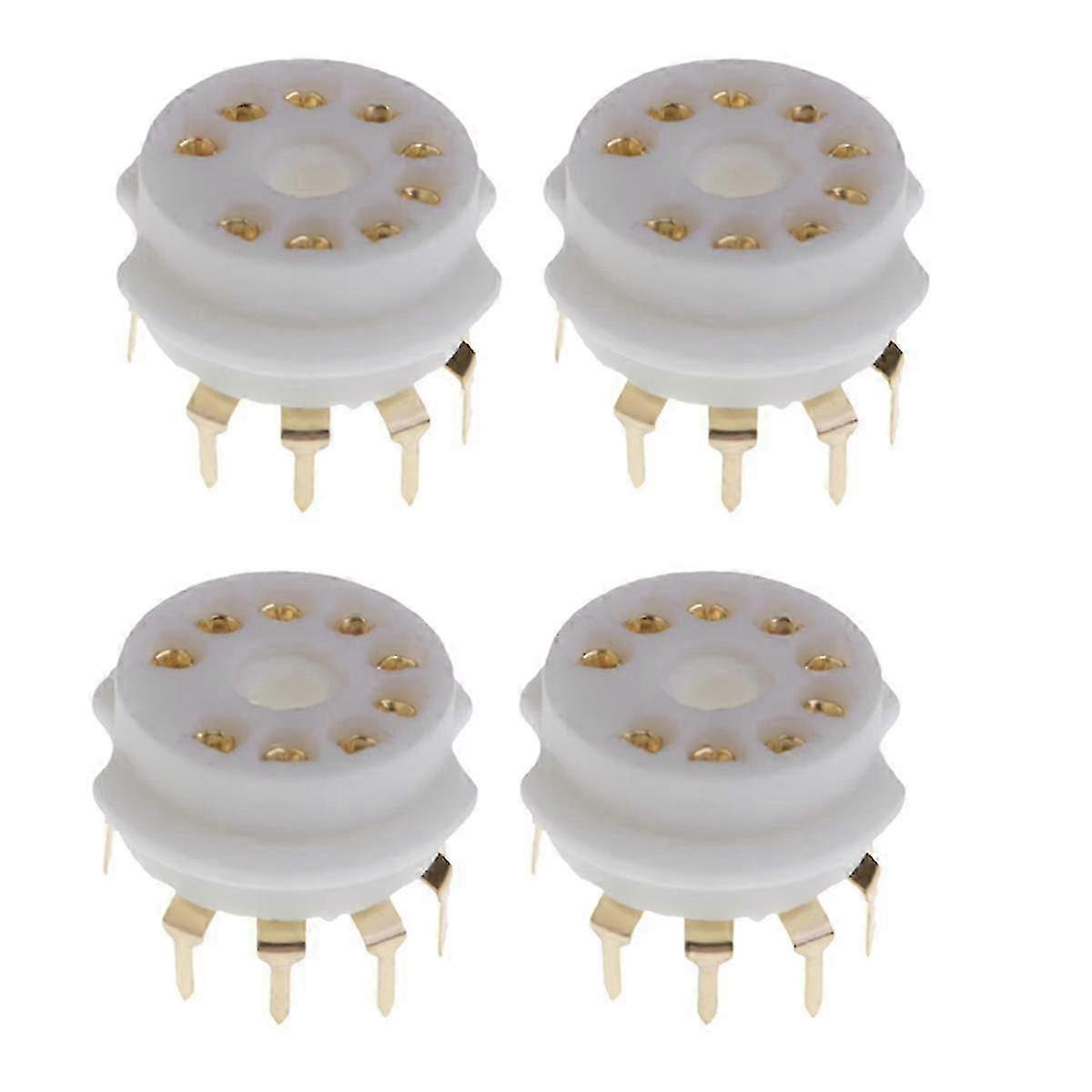 4PCS Ceramic 9 Pin Gold PCB Vacuum Tube Socket Compatible with Various Models