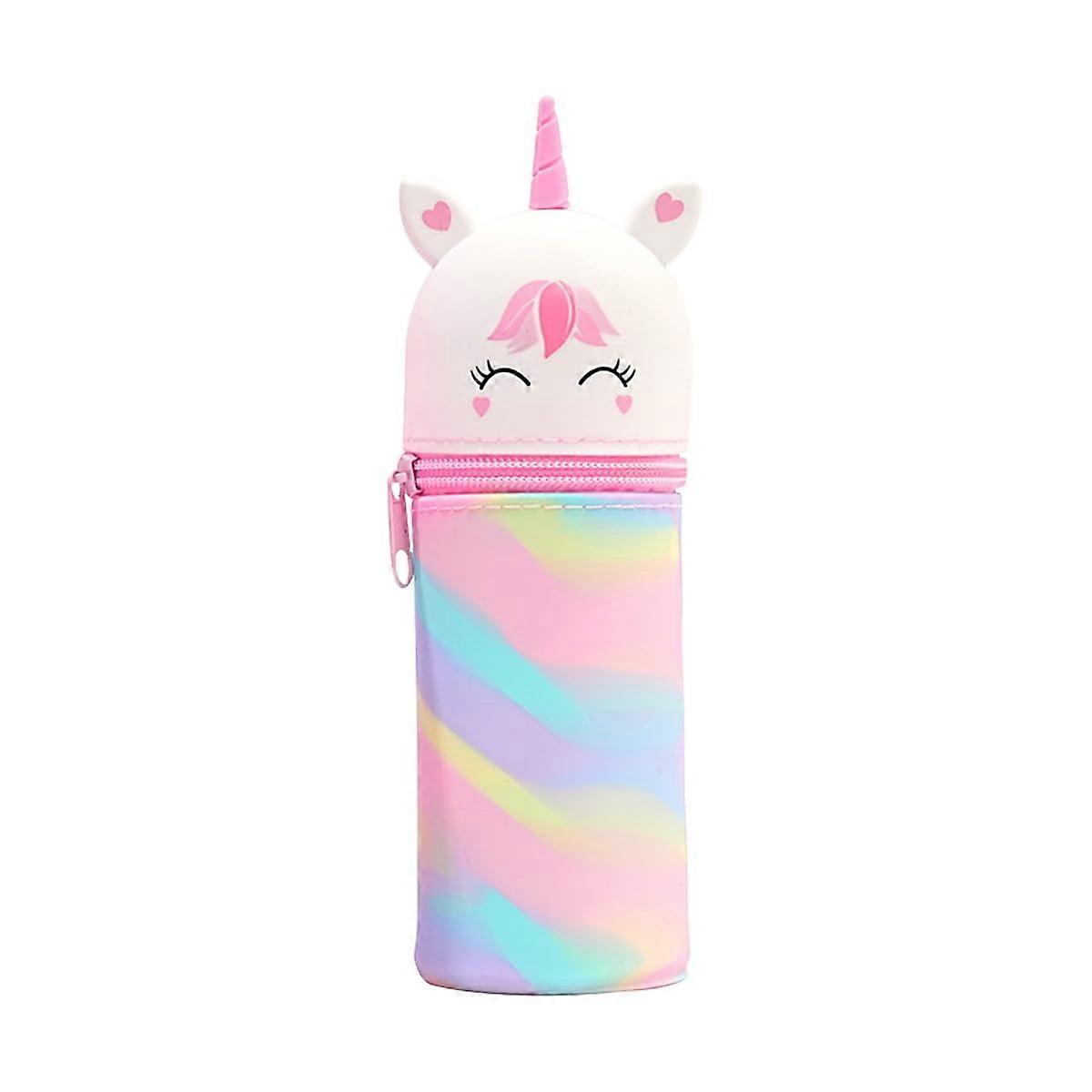 Kawaii Pencil Case, 2 in 1 Soft Silicone School Pencil Case, Zip