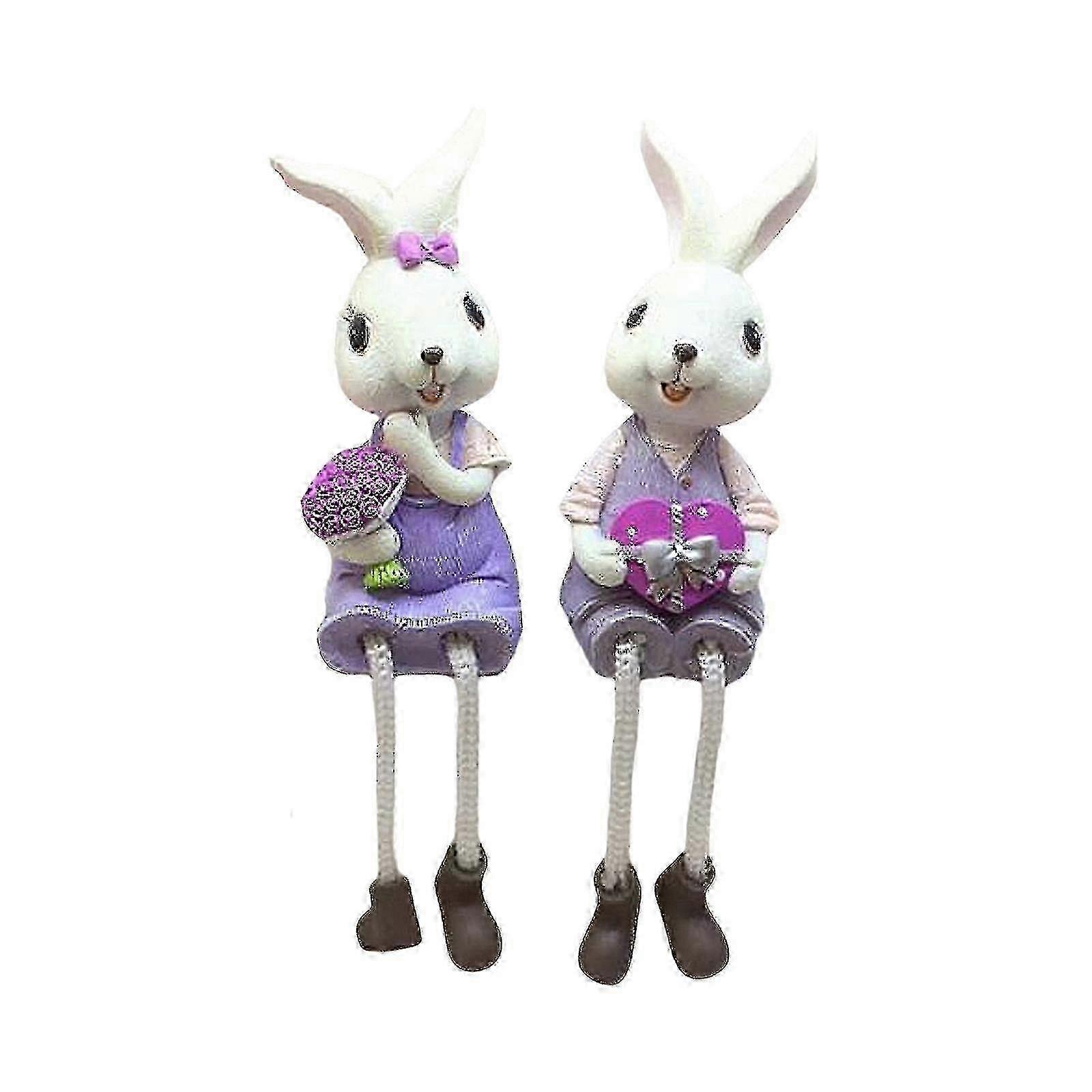 Spring Resin Bunny Eggs Decorations, Rabbit Figurine for Easter