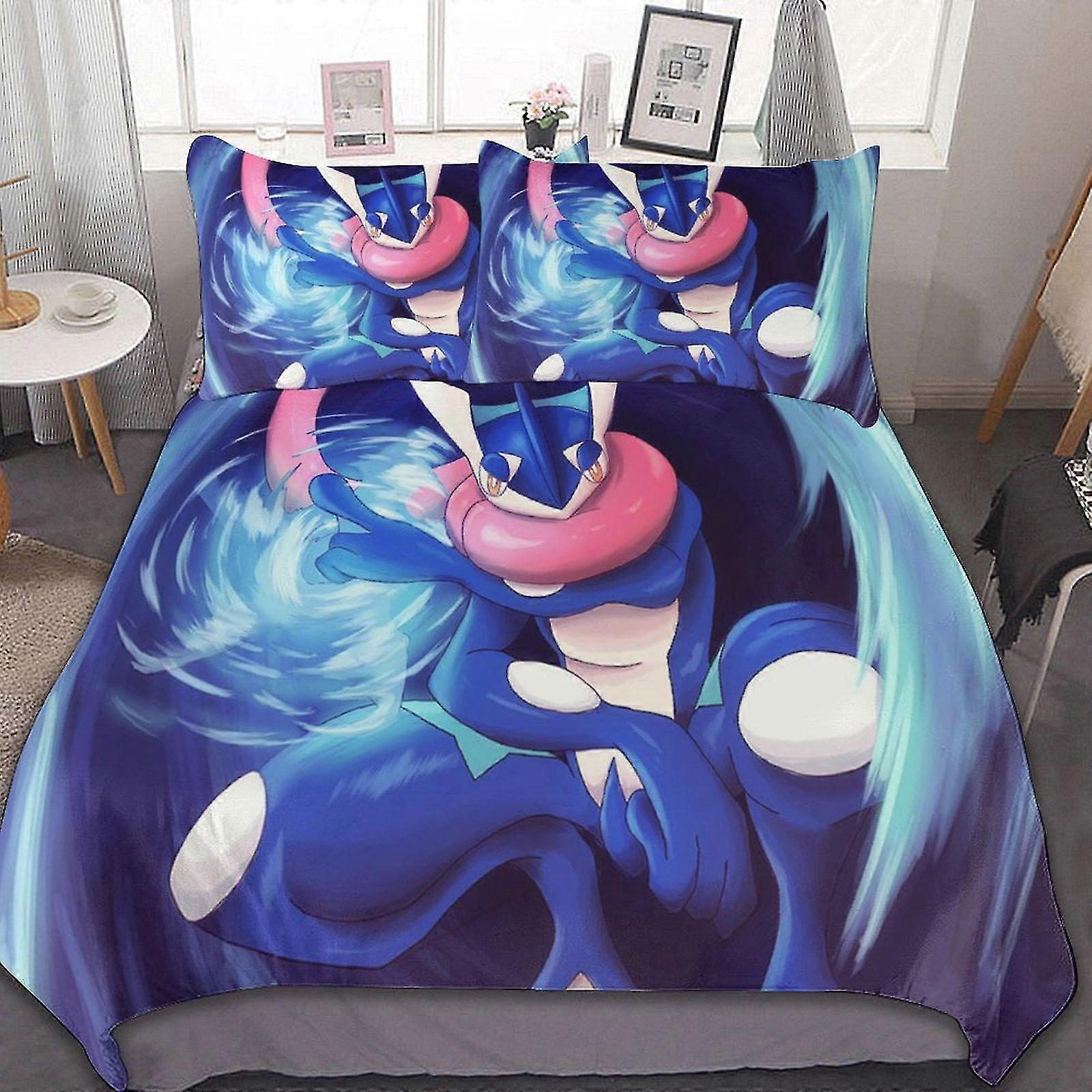 Personagem Greninja 3 Peças Conjuntos de Cama Confortável Macio Conjuntos de Edredom Decoração de Quarto Presentes Com 1 Capa de Edredão 2 Fronhas