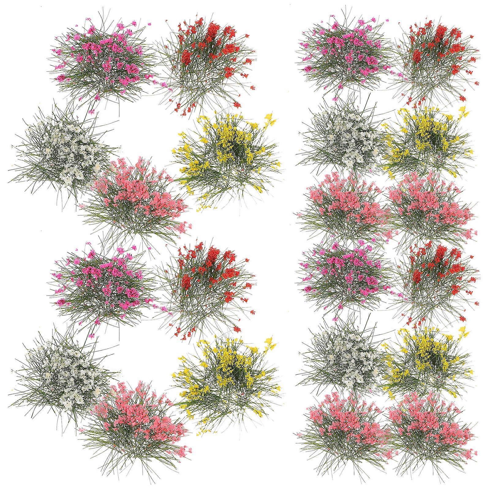 5pcs Flower Cluster Grass Tufts for DIY Scenery Landscape Durable Static Vegetation Models for Garden Decoration, Miniature Sand Tables, and