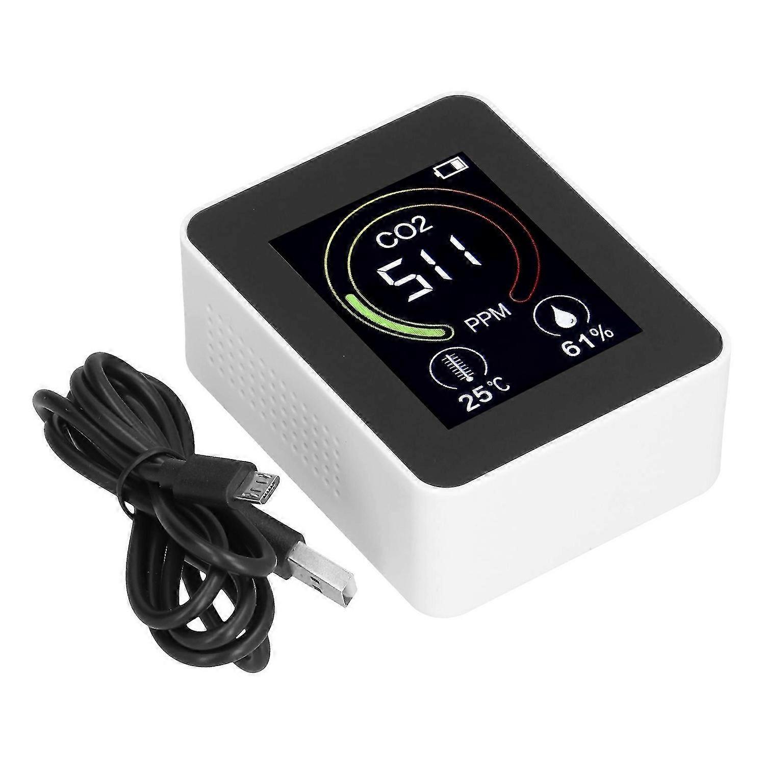 ZNAZ2CO1 3 in 1 Smart Carbon Dioxide Detector Multifunctional Infrared Air Quality Monitor(White )