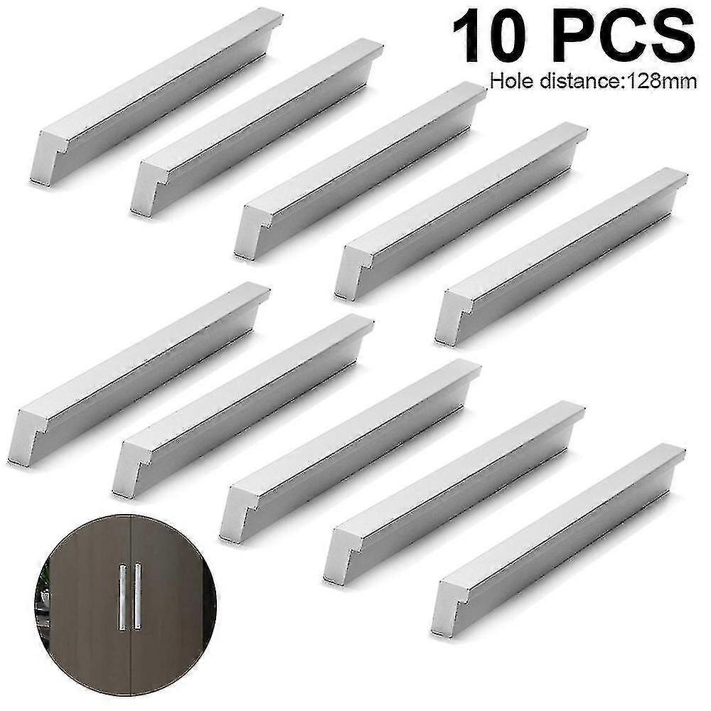 10pcs Furniture Handles Door Handles Kitchen Bar Handle Cabinet Handles(128mm,Silver)