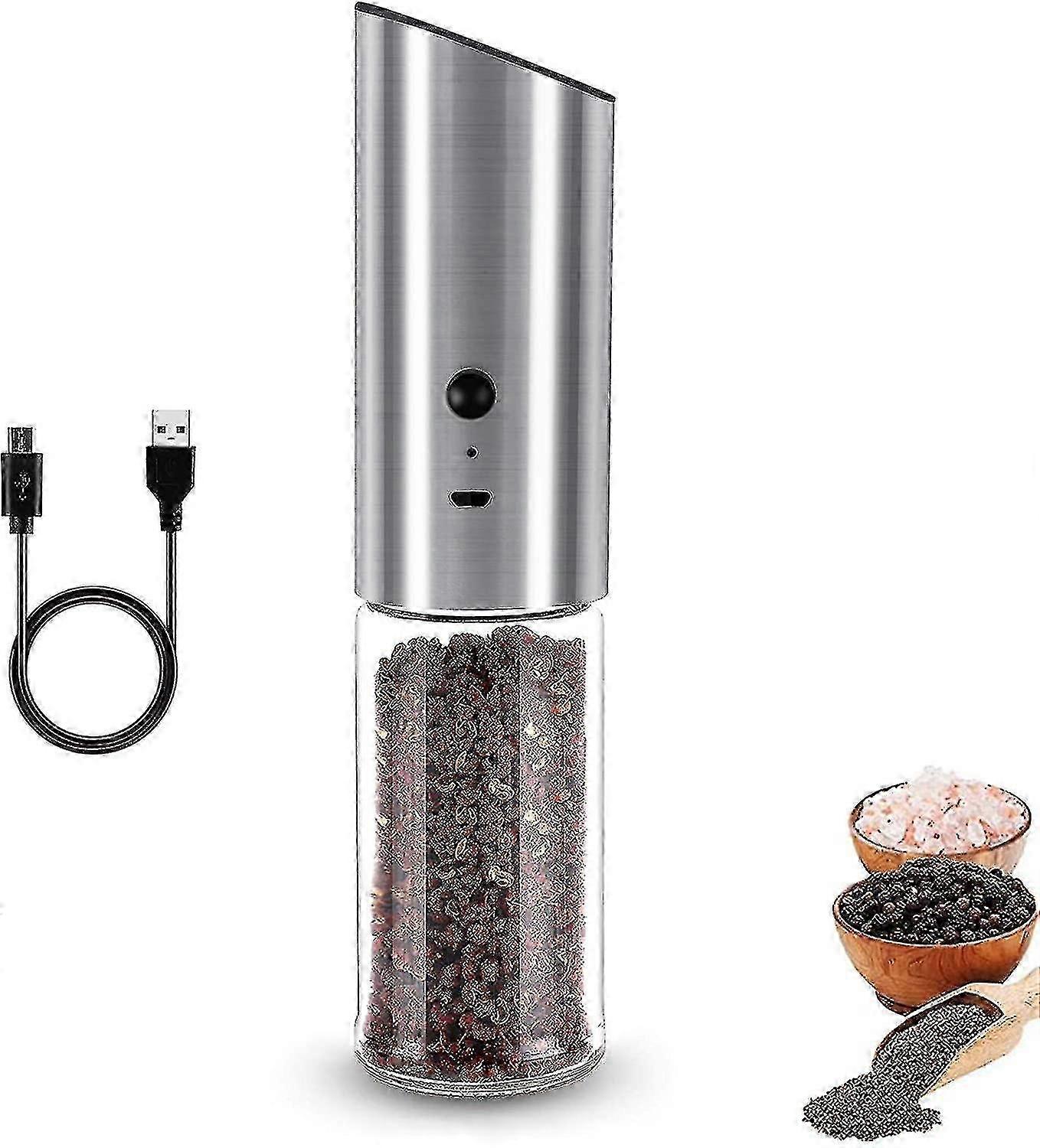 USB Rechargeable Electric Pepper Grinder, Automatic Gravity