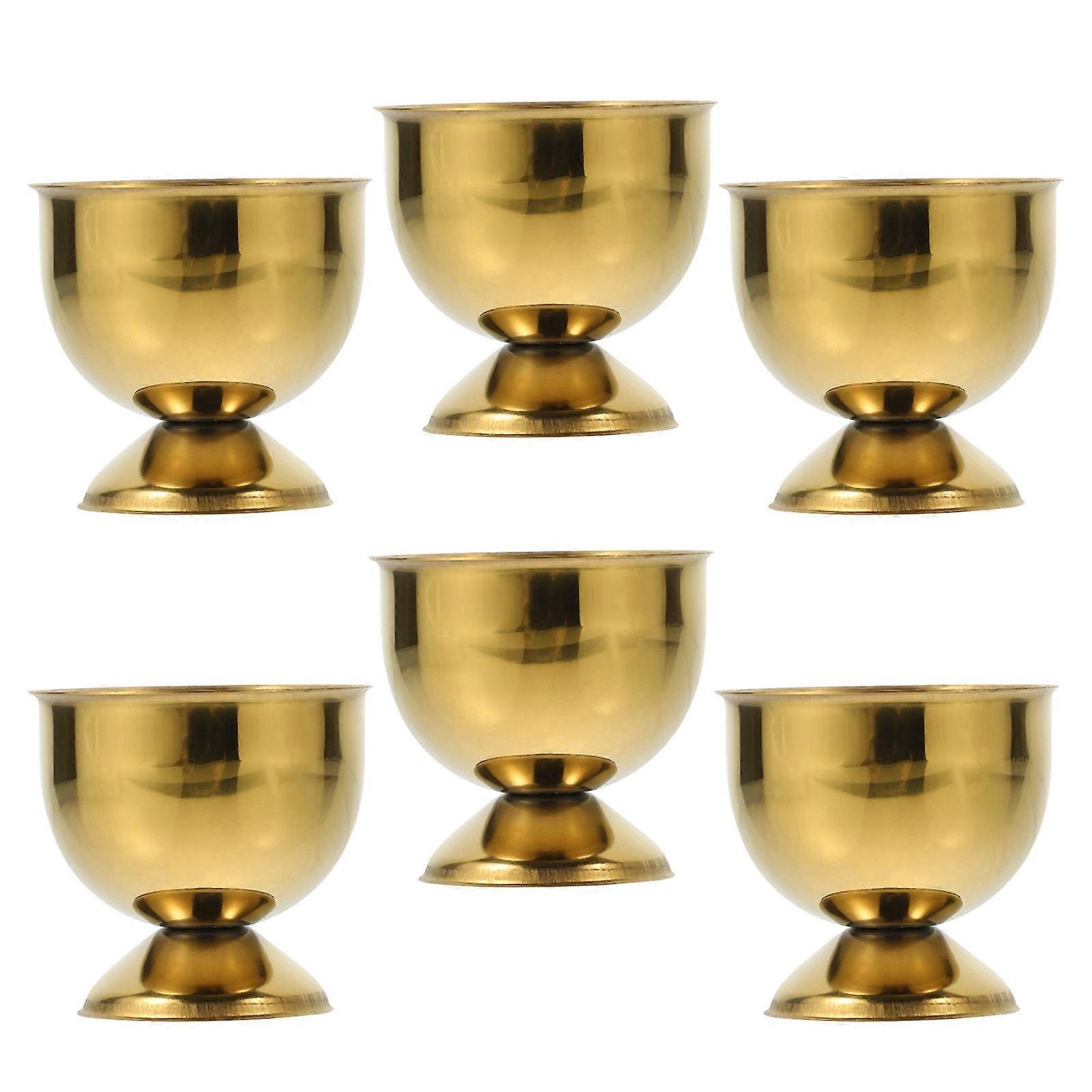 Metall Ägghållare Stativ Gyllene Färg Mat Ägg Serveringskoppar Stabil Stående 6st