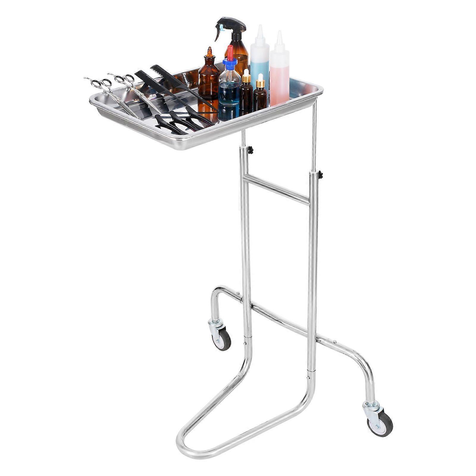 Laboratorievogner i rustfritt stål, Lab Utility Cart med enkelt brett, Mobil medisinsk vogn med 2 lydløse hjul, for lab, klinikk, sykehus, salong