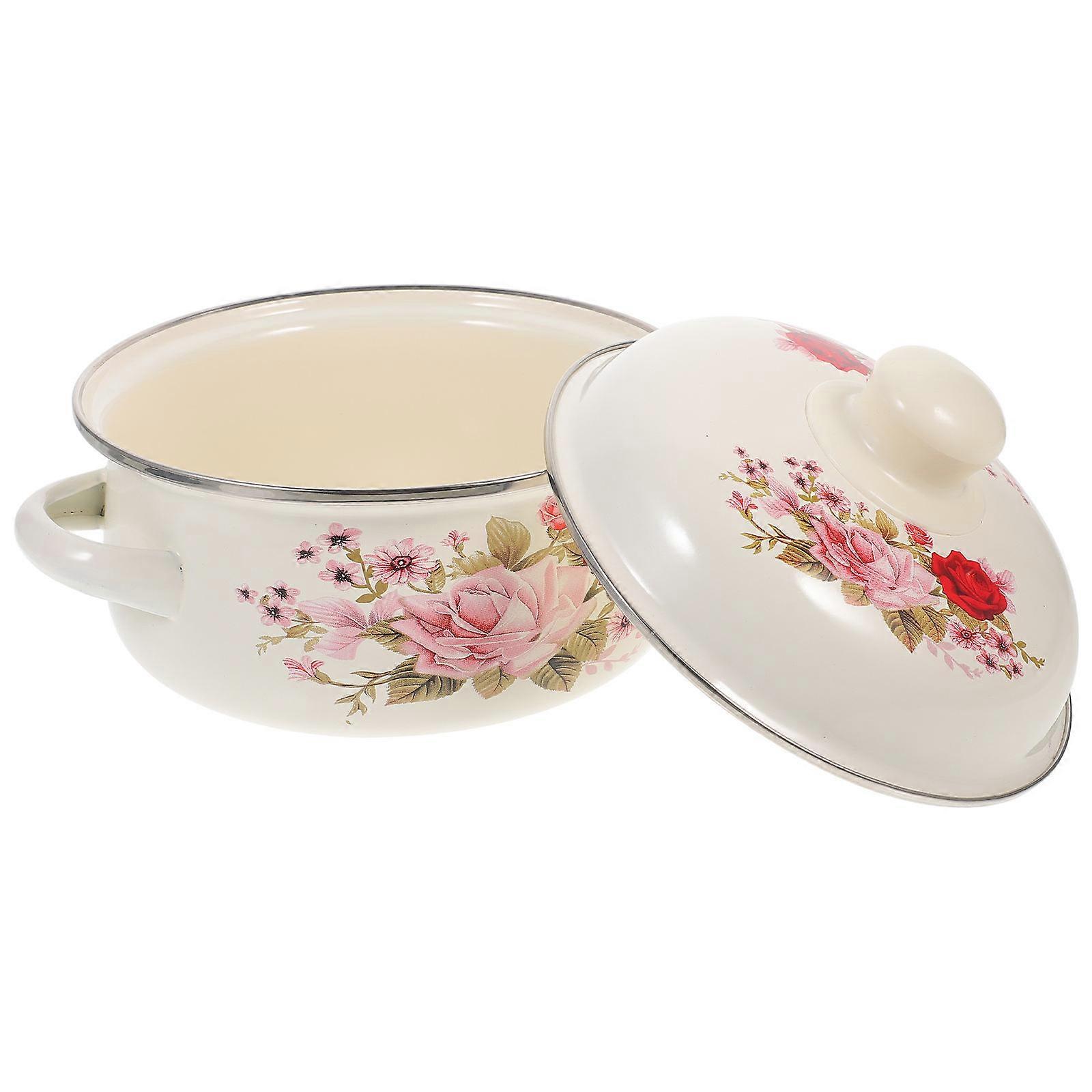 Enamel Multi Pot Stew Pot Daily Cooking Simple Design 16x16cm 1Pack