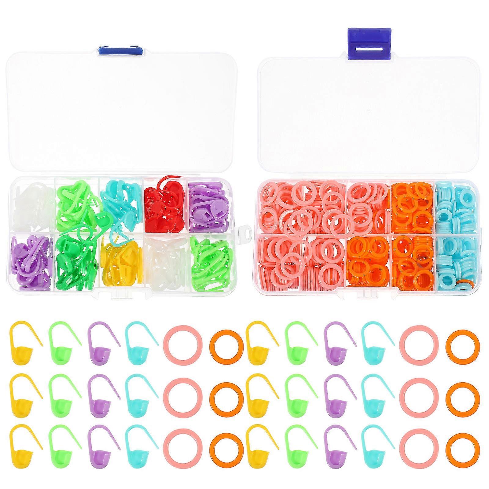 Crochet Stitch Markers for Knitting and Crocheting Assorted Color Square Clips 2 Boxes