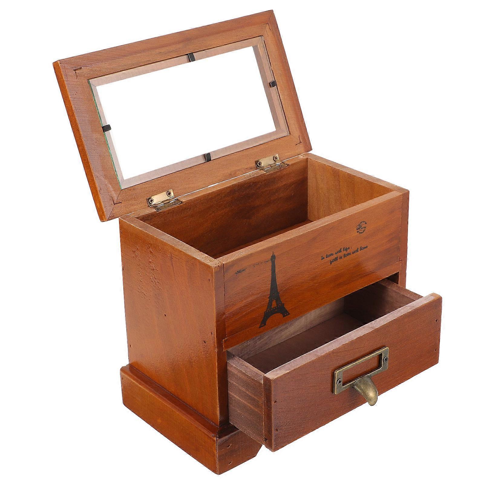 Trinket Box Drawer Style For Thanksgiving present Small Item Organization Brown 8.06X6.68X4.72in 1Set