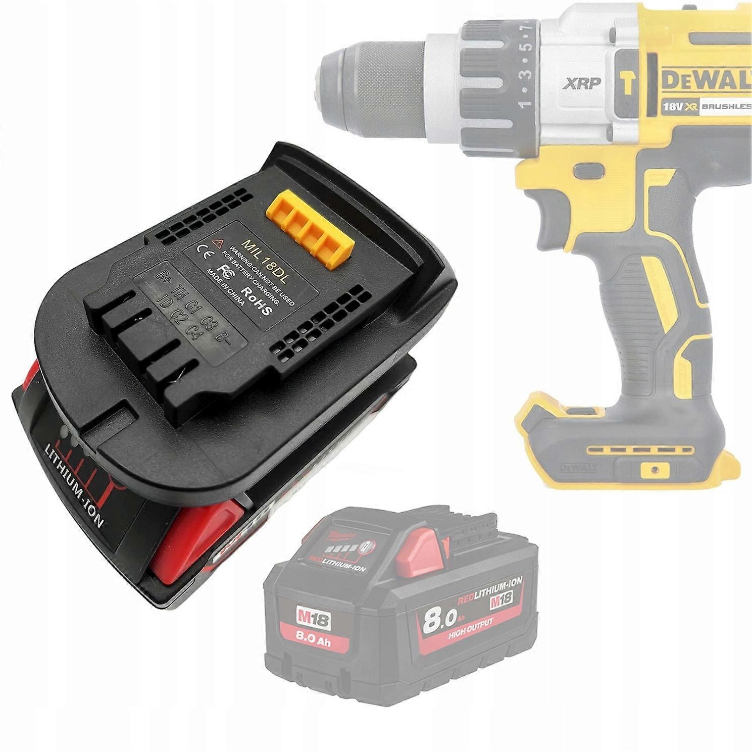 Rosfix Milwaukee 18V to Dewalt 18V Battery Adapter (DW18Ml) – Robust Design | Compatible with Dewalt 18V tools