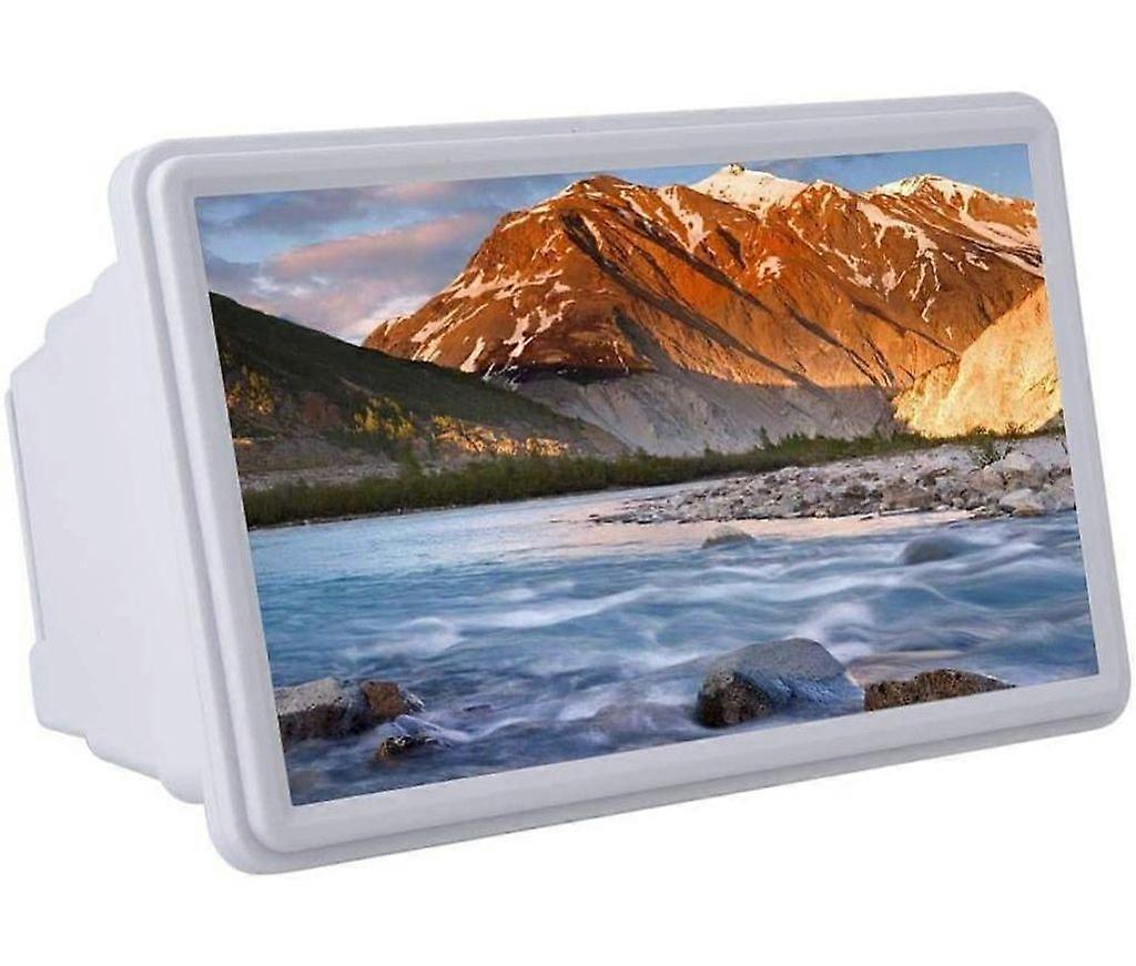 12-Inch 3D Phone Screen Magnifier: Includes Cleaning Cloth – Protects Eyes, Fits iPhones (White)