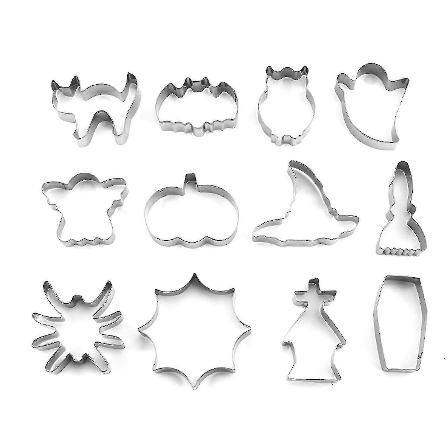 12-Piece Halloween Cookie Cutter Set - Fondant Molds and Biscuit Cutters for Fun Holiday Baking Celebrations