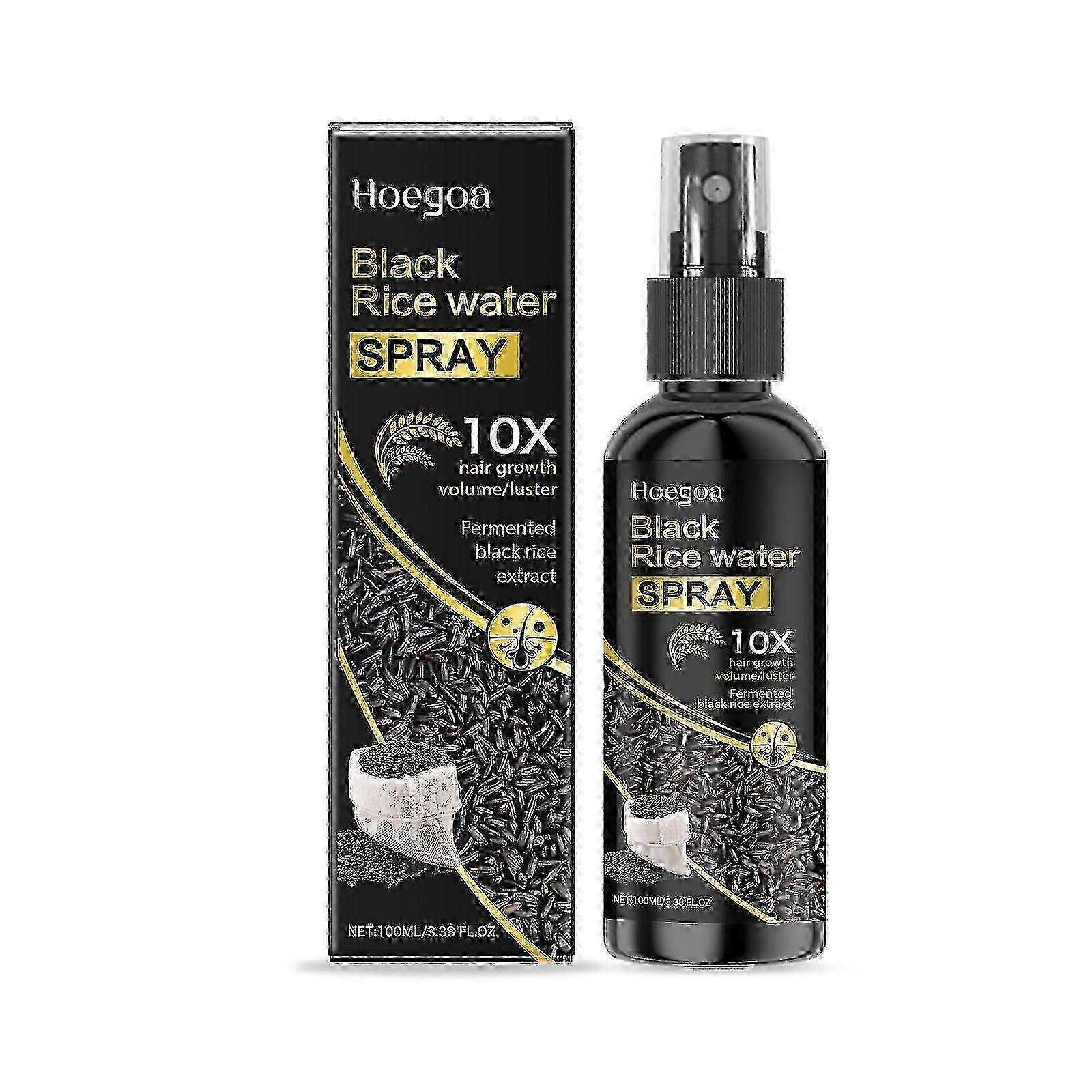 Hoegoa Arroz Preto Spray de Cuidados com os Cabelos Fragrância Macia Cabelo Fofo Nutritivo Couro Cabeludo Sem Lavagem Spray de Cuidados com os Cabelos