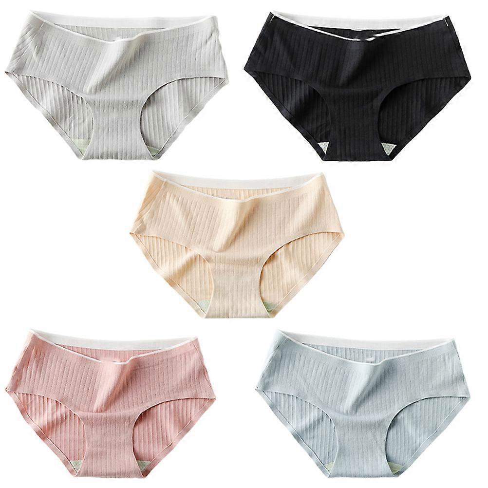 Summer Thin Underpants For Women Mid-Waist Seamless Briefs Breathable Comfortable XL Size 5Pcs