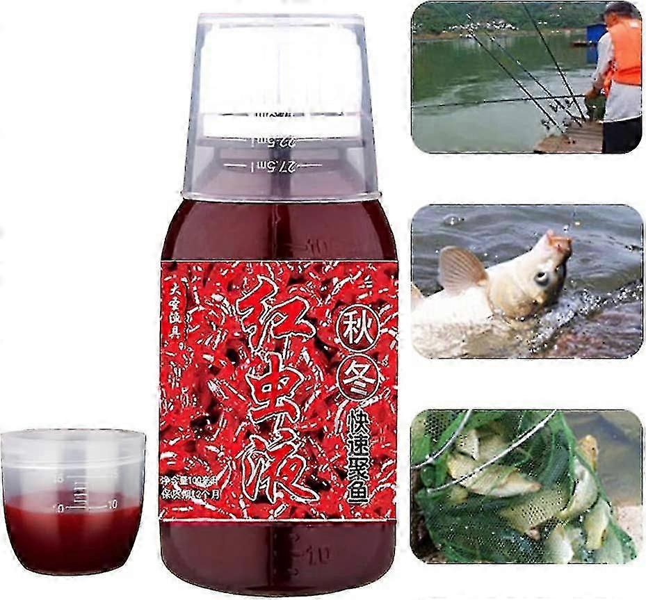 Roter Wurm flüssiger Köder, Fischduftköder Fischzusatz, konzentrierte Angelköderköder, sicherer effektiver Fischköder Lockstoffverstärker 100ml