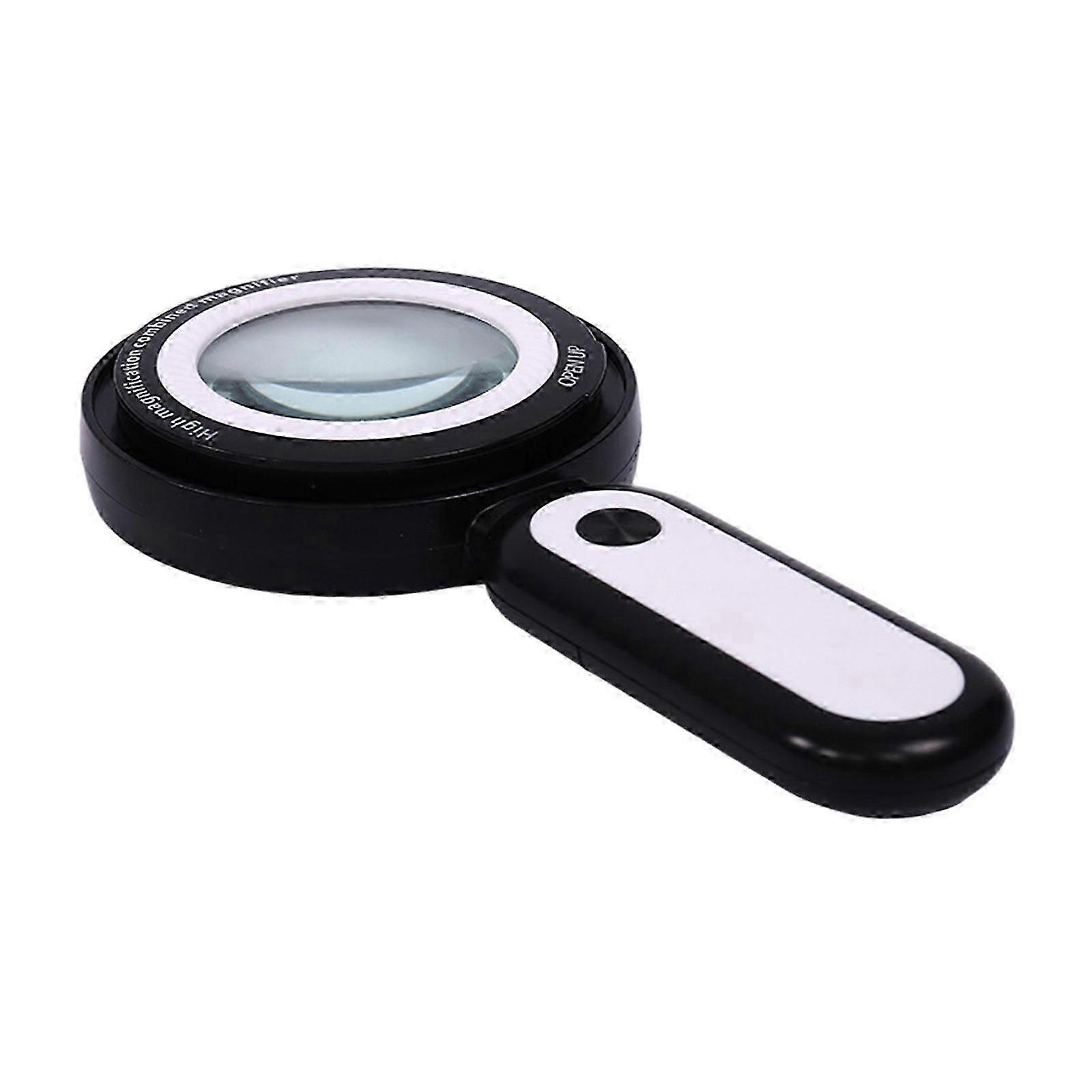 10X 30X Handheld Optical Glass Magnifier with 3 Lighting Modes and 21 LEDs Fit for Jewelry, Exploring Reading Close Work White