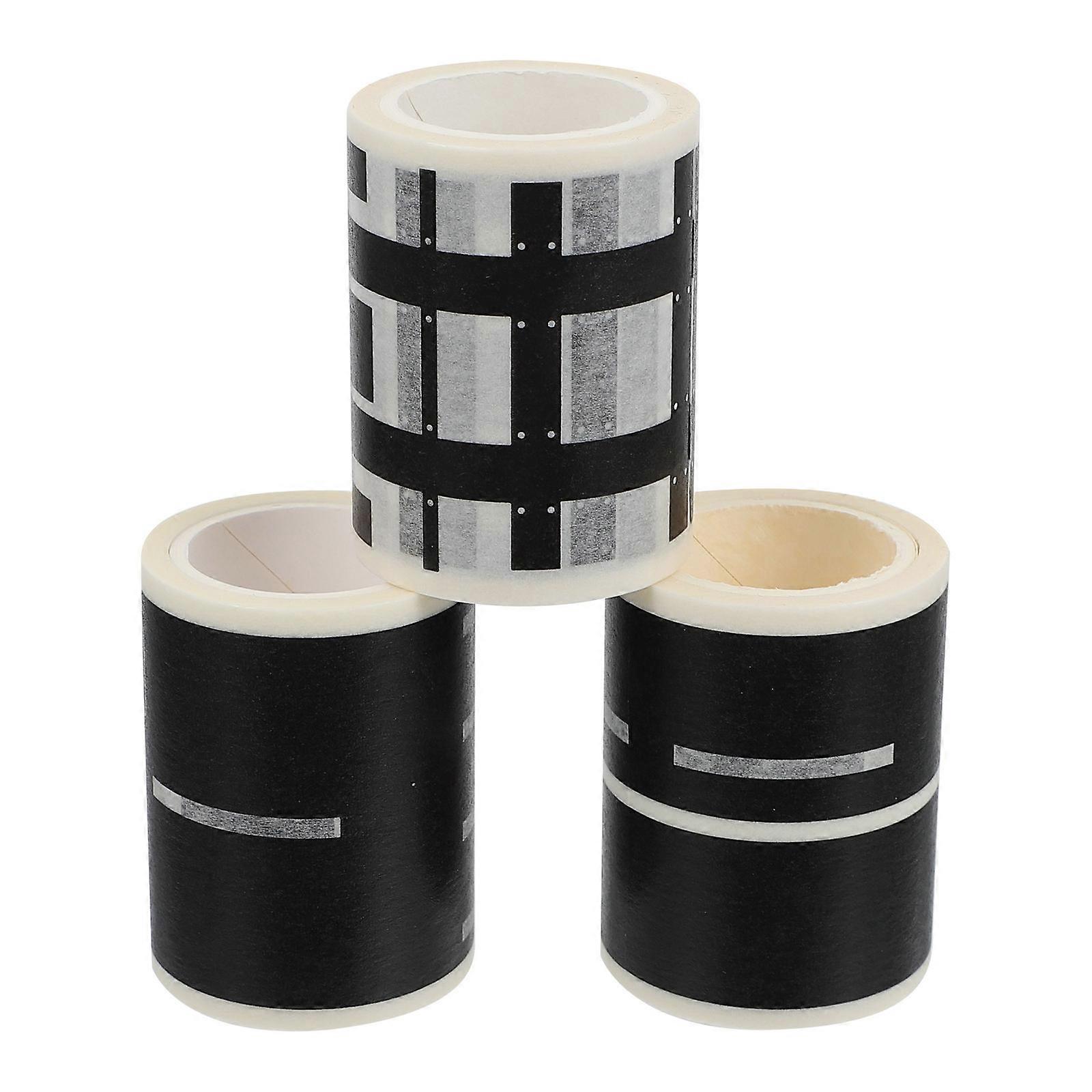 3pcs Traffic Washi Tape with Realistic Road & Railway Designs for Creative DIY Projects & Imaginative Play – Strong Adhesive