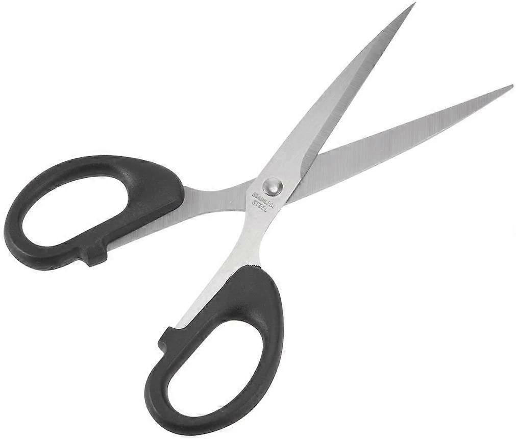 6.4 Inch Stainless Steel Office Cutting Scissors, Straight Black Handle, Durable Precision Cutting Tools