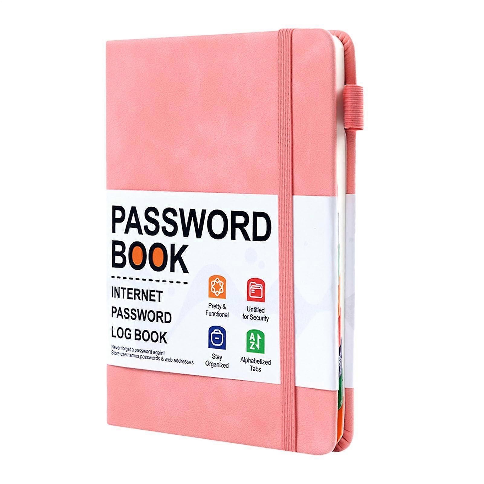 Password notebook, password book, password computer, password organization, with alphabetical tabs, address book, for contacts in pink