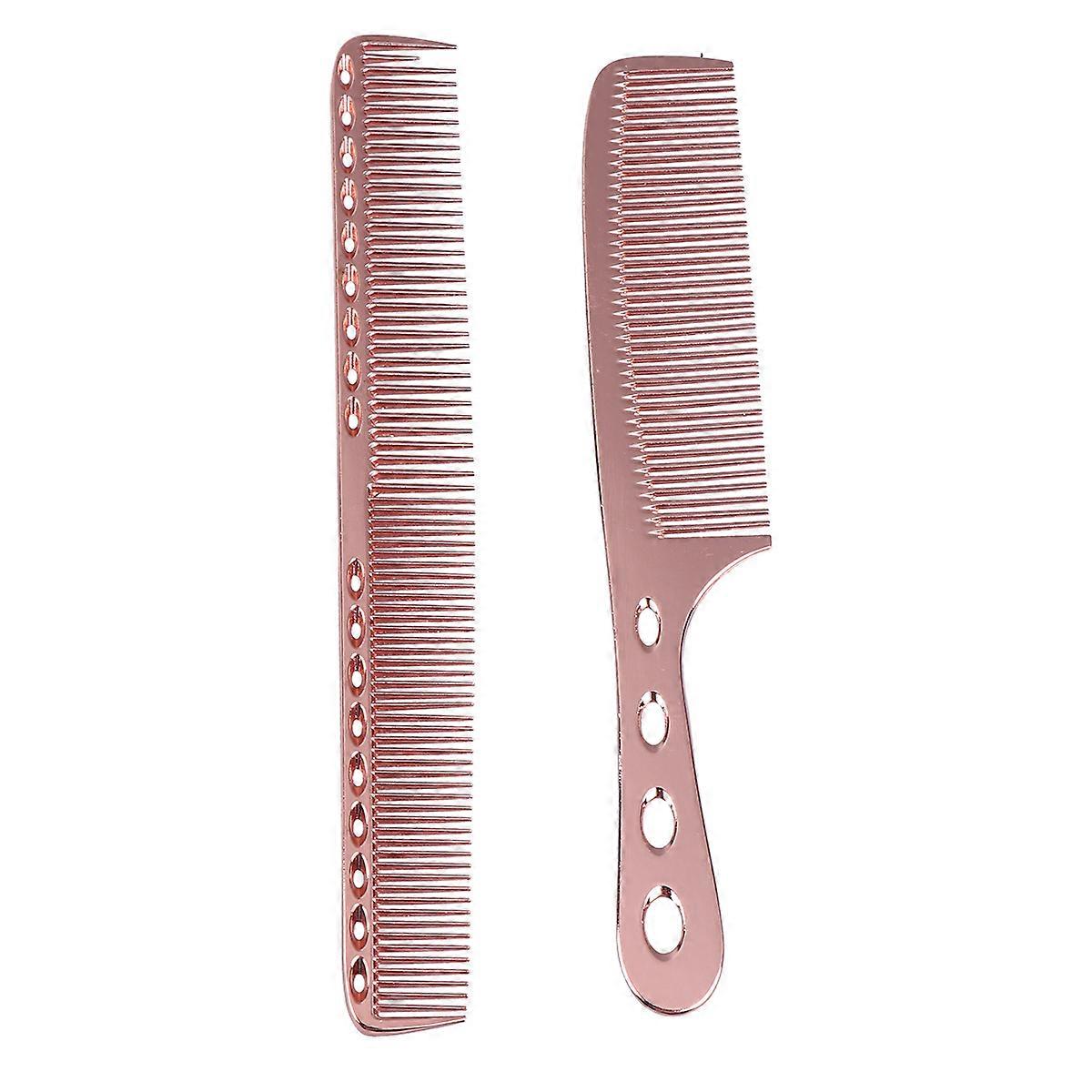 Metal Hair Combs Ultra-Thin Hairstyling Combs For Shop Use Rose Pink 2Pcs