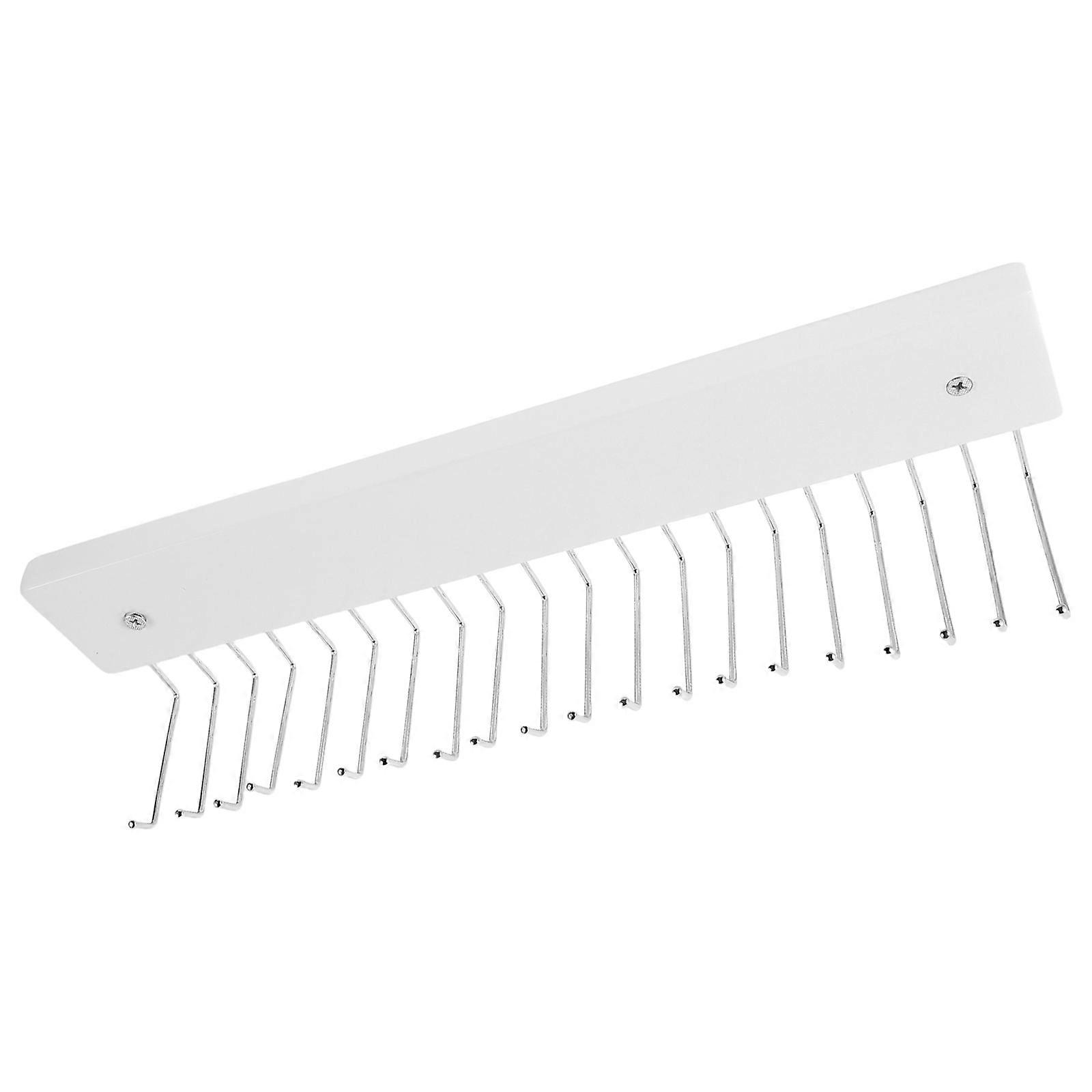 Wall Mounted Tie and Clothes Hanger Organizer – Space Saving Iron Rack for Closet with Hooks for Ties, Belts, Shirts, and Coats – White