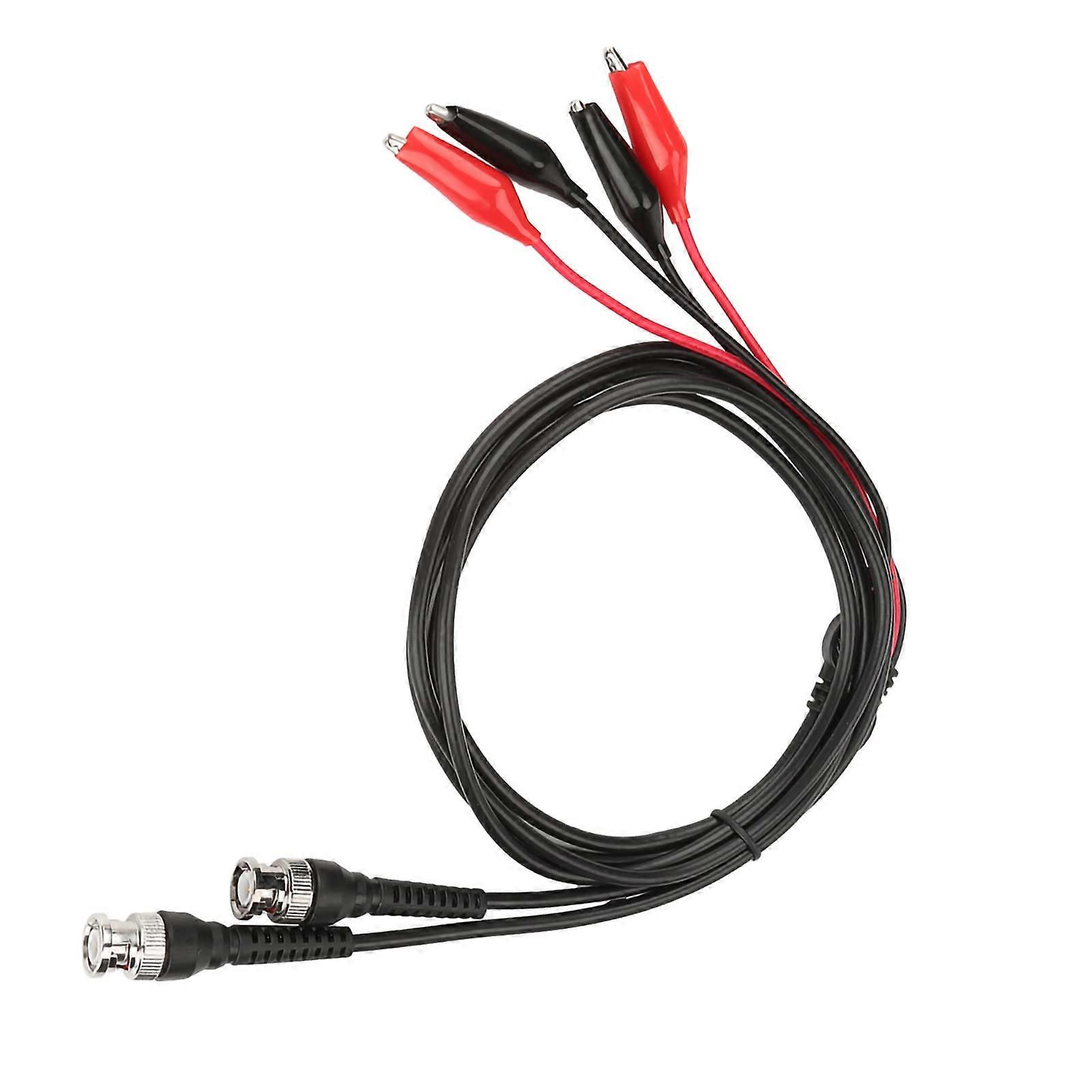 P1011 BNC Q9 to Dual Crocodile Clip Oscilloscope Cable for Video Audio Testing, Red Black - 2pcs