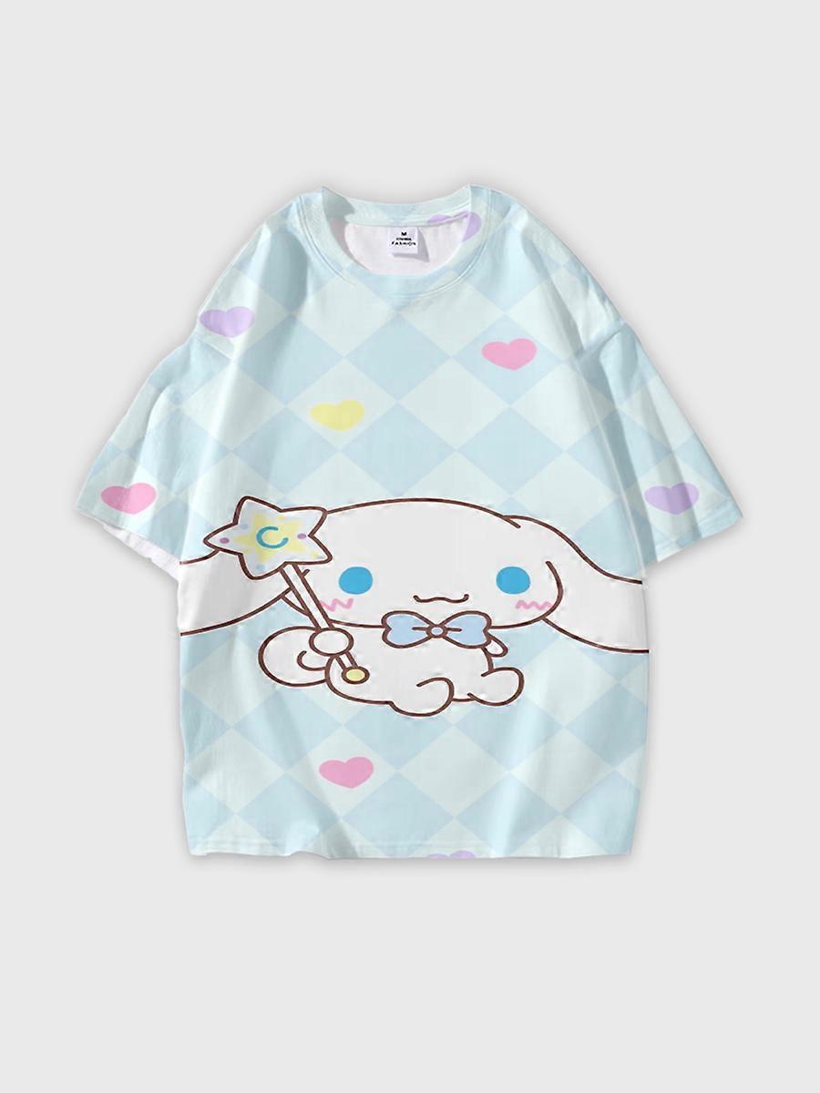 T-shirt round neck Cartoon Pattern loose short sleeve E2508