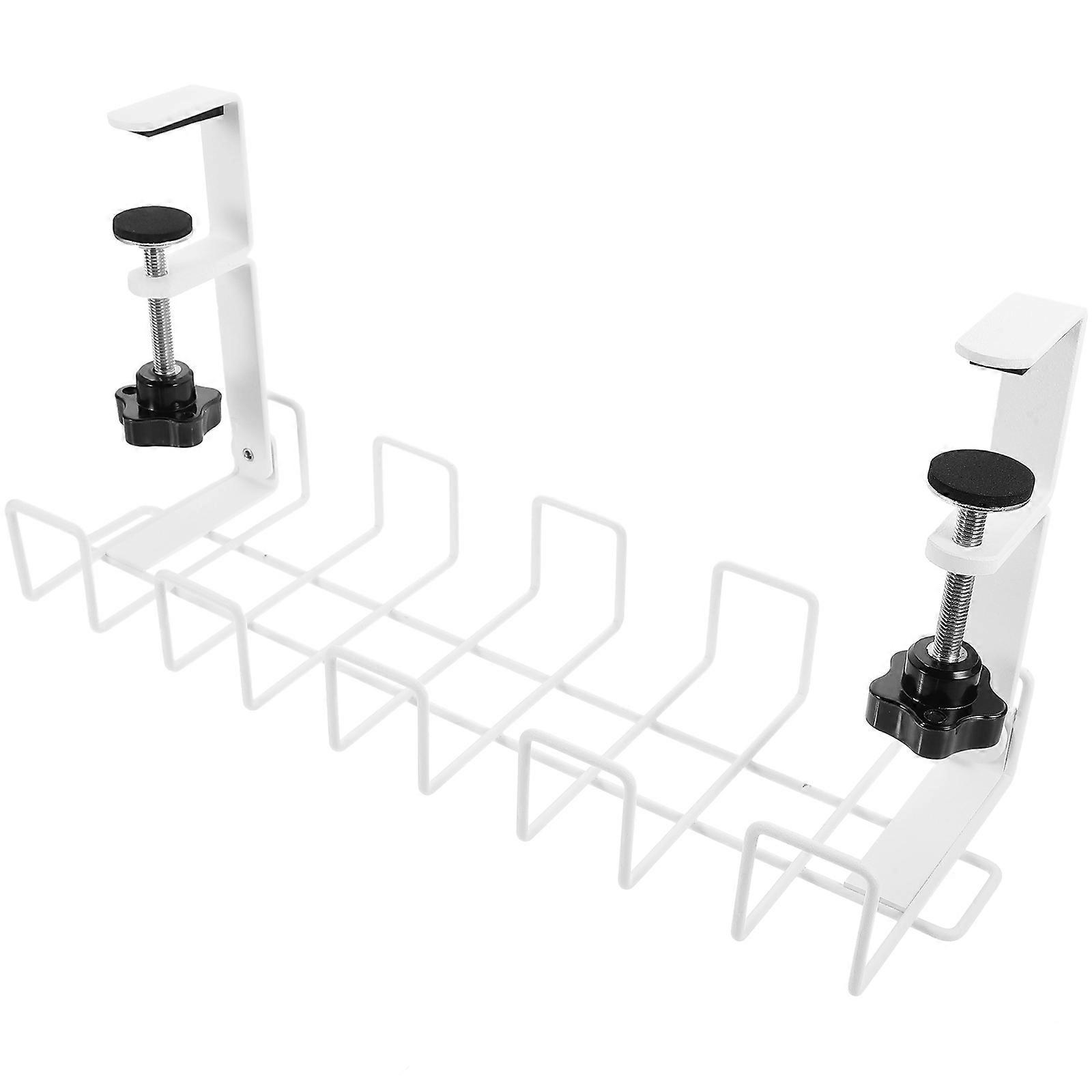 Cord Organizer For Desk Under Desk Wire Management Simple Design 36x11.5cm White Iron Avoid Short Circuit 1Pack