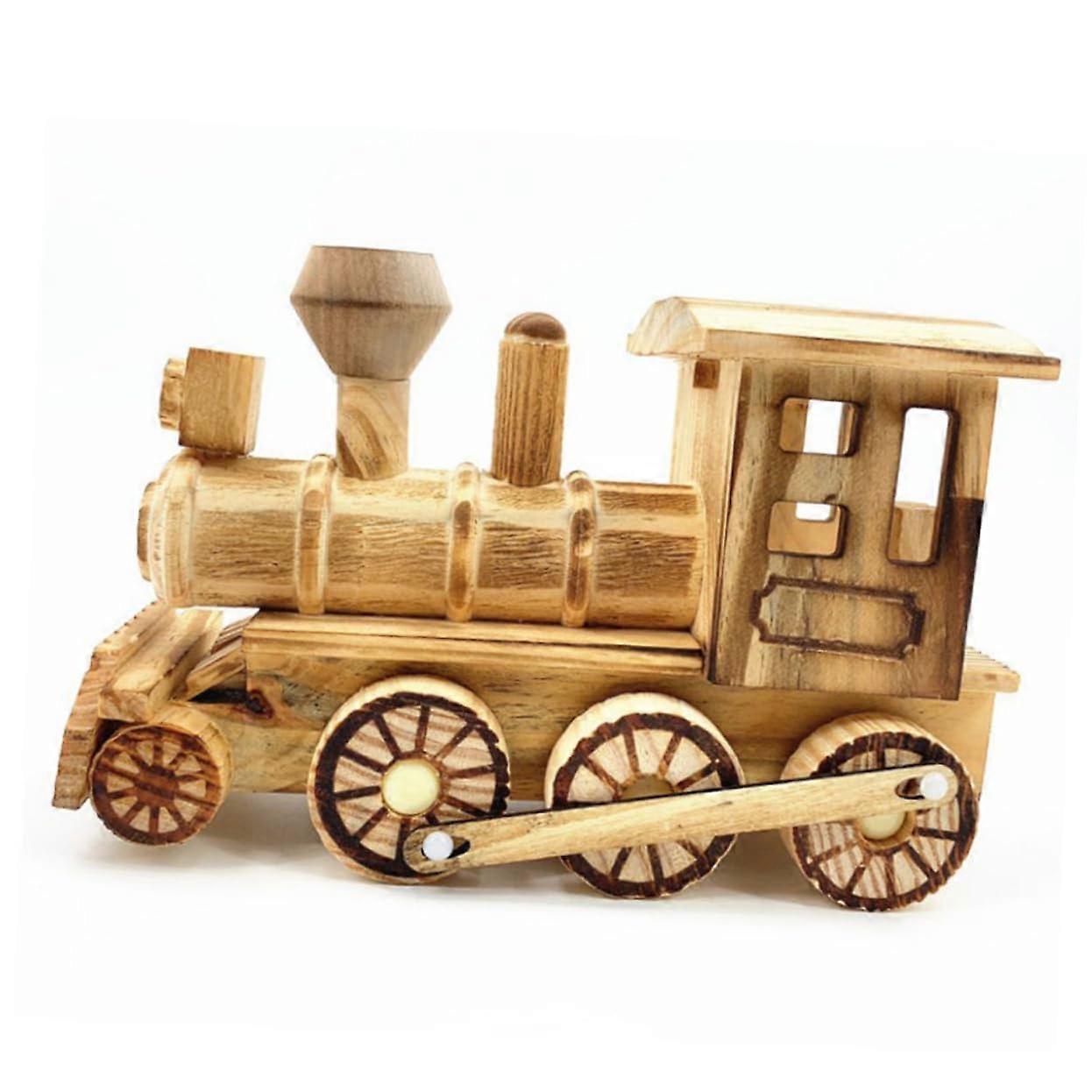 Vintage leksakståg för heminredning, träjärnvägsset, säker retrodesignpynta för pojkar