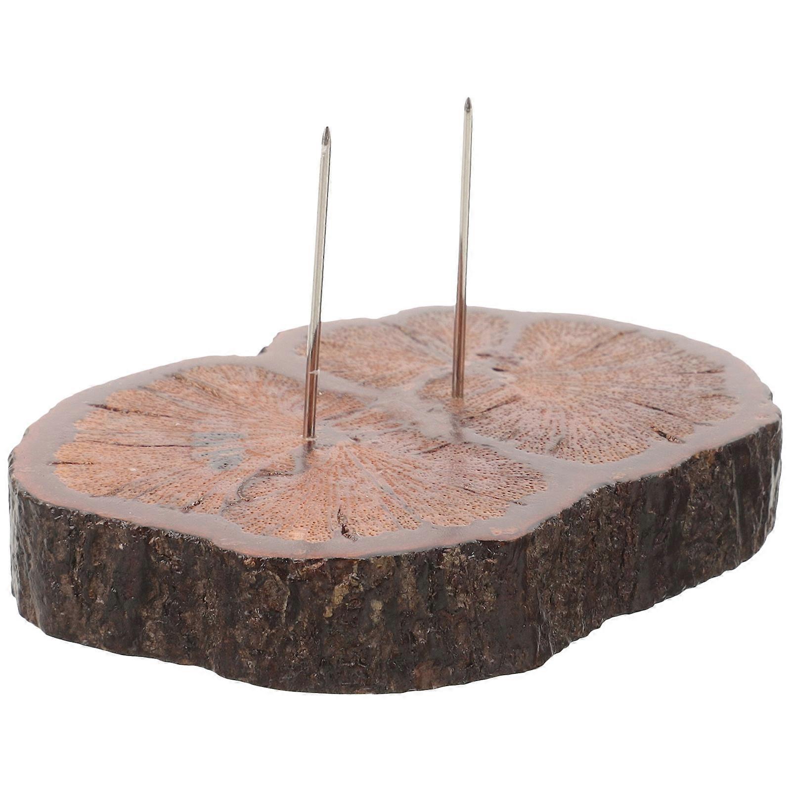 Light Brown Wooden Base Doll Display Stand Set with Metal Needles for Crochet Dolls and Small Items