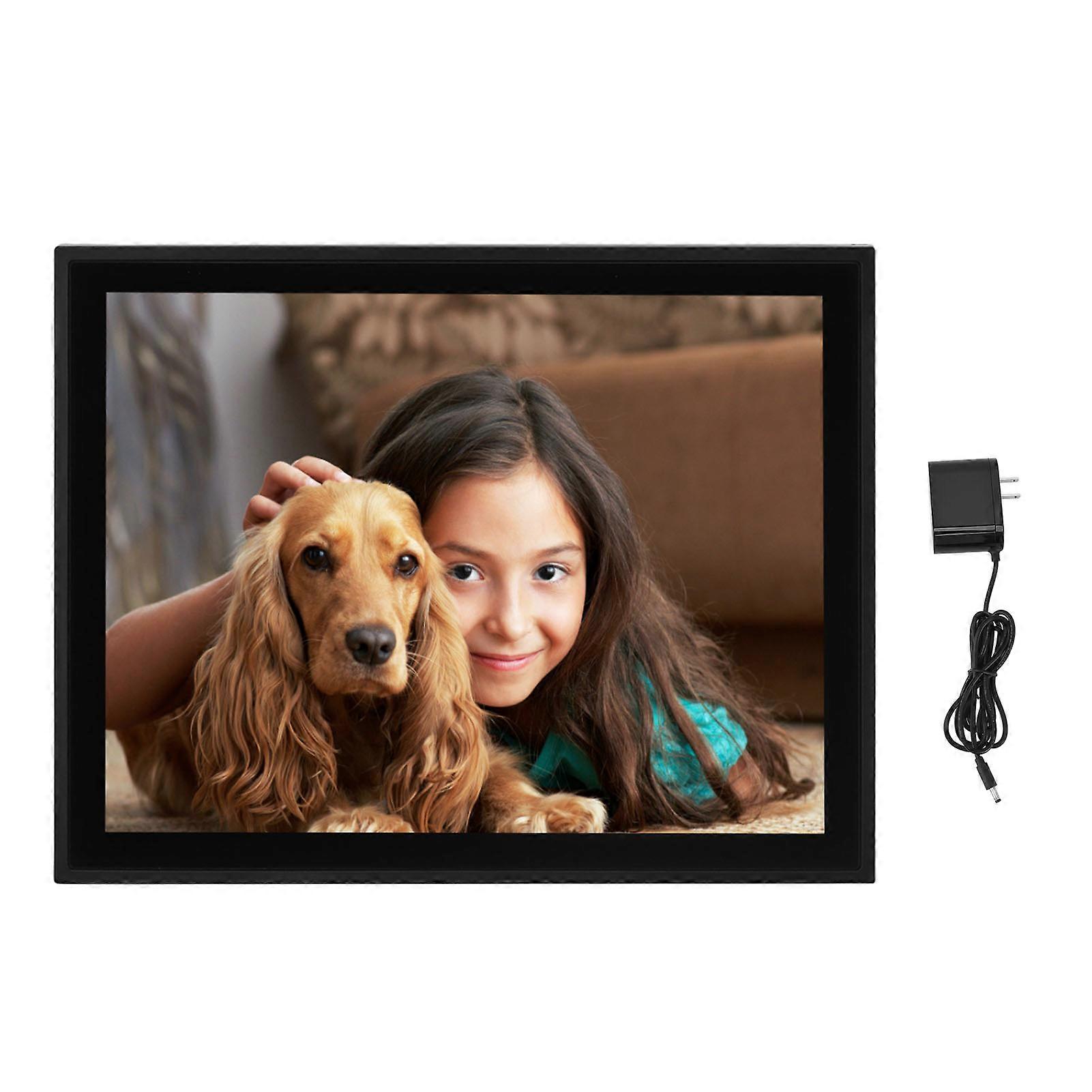 15 Inch Digital Photo Frame 100‑240V 1920x1080P Built in 32GB Memory Automatic On Off WiFi Digital Picture Frame for Family US Plug