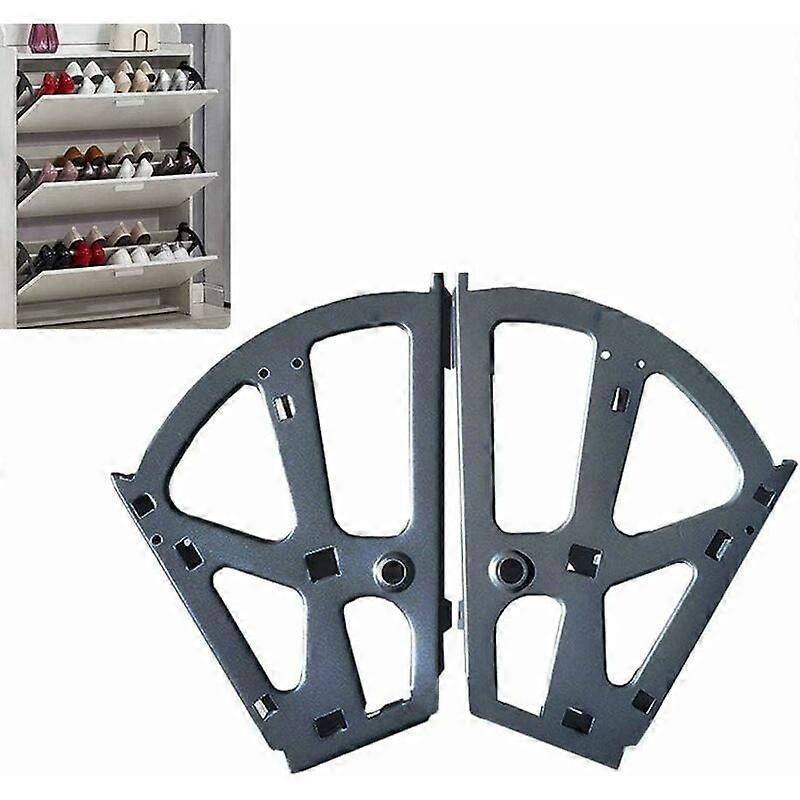 2 Pack Shoe Cabinet Hinges with Flip-Up Frame and Shoe Storage Shelf - Black