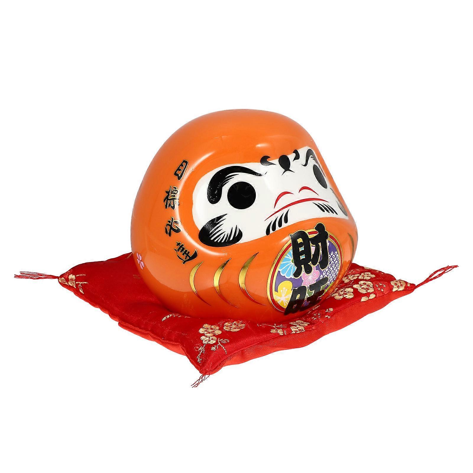 Creative Money Saving Pot Daruma Shaped Ceramic Coin Bank For Living Room Table Decor 3.9×3.9×3.9in Boys And Girls 1Pack