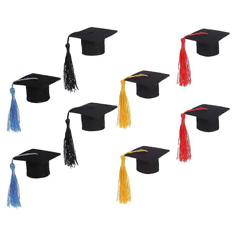 Assorted Color Mini Doctoral Hats Bouquet Caps Adornment Accessories 8pcs NonWoven Fabrics