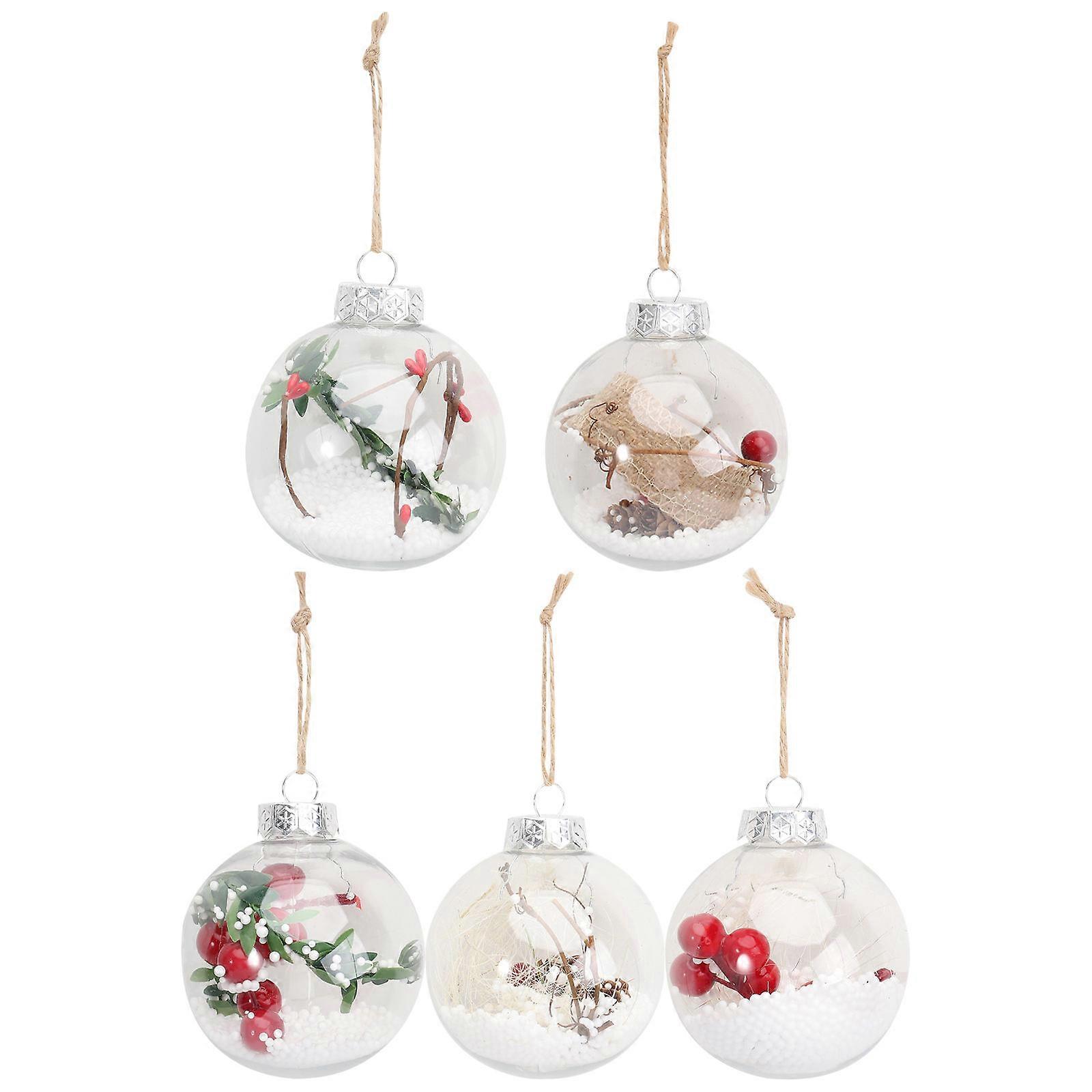 5 Pcs Transparent Plastic Christmas Ball Set for Tree Decoration Perfect for Holidays and Parties