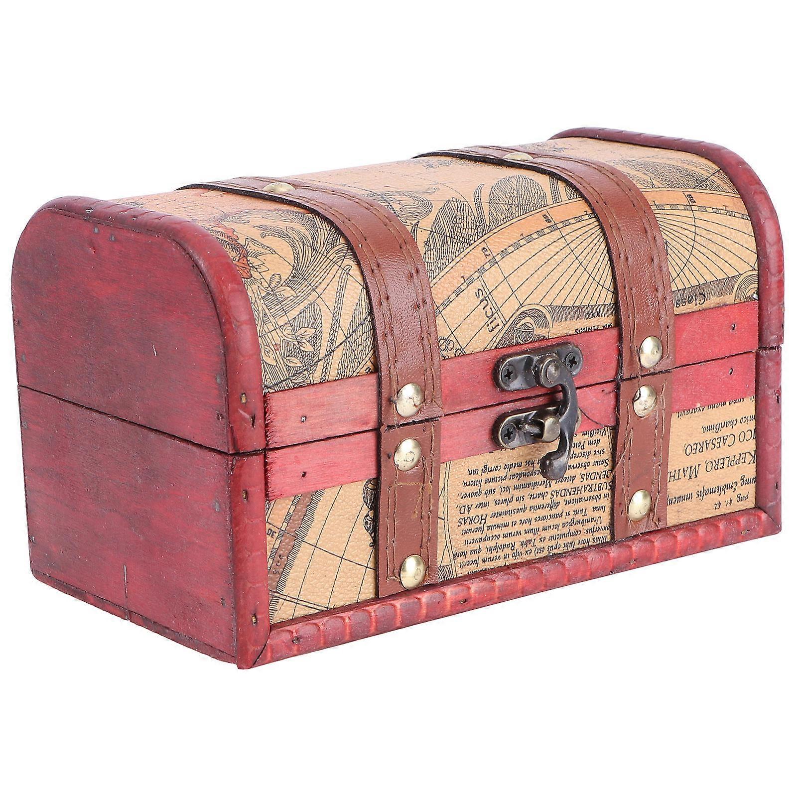 Retro Storage Box Decorative Jewelry Container Home Use Wooden Material Multi-Function 1Pc