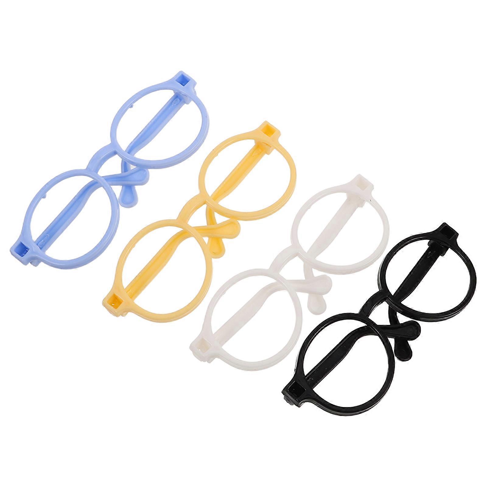 4pcs Doll Eyeglasses Frames Tiny Glasses for Dolls Robust DIY Dress Up Accessories with Realistic Craftsmanship for Creative Play