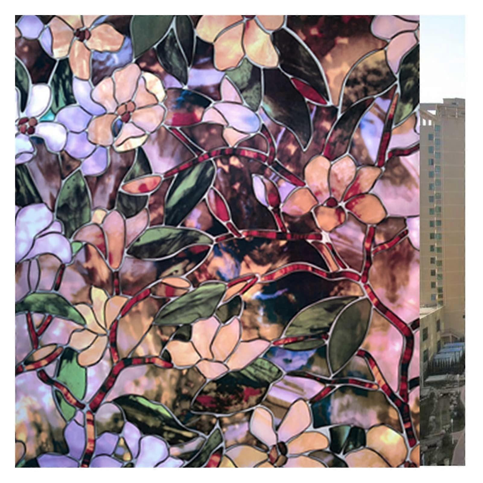Window Film Solar, Static, NonAdhesive, Frosted Magnolia Pattern (35x100cm)