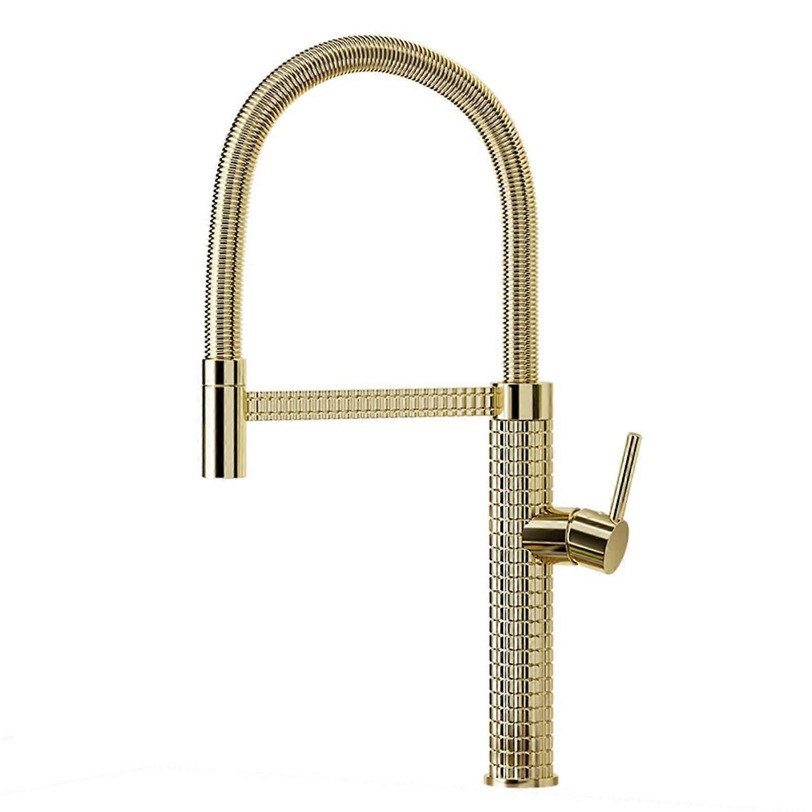 Bathroom faucet, basin mixer tap with pullout, 360° swivel single lever mixer tap for washbasin, bathroom, kitchen, gold.
