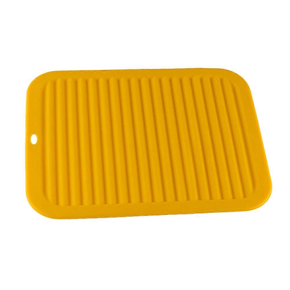 Silicone Insulation Pad with Wave Pattern for Kitchen Water Draining Non Slip Heat Resistant Yellow 12. .8 inches