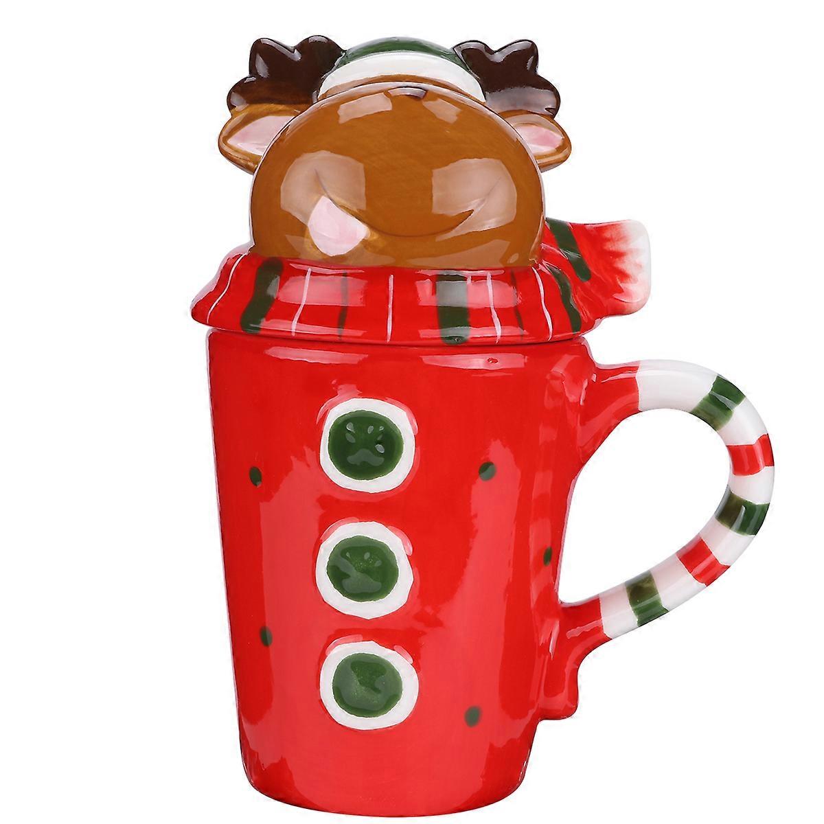 Christmas Style Ceramic Mug Drink Container Elk Shaped Coffee Cup 1Set