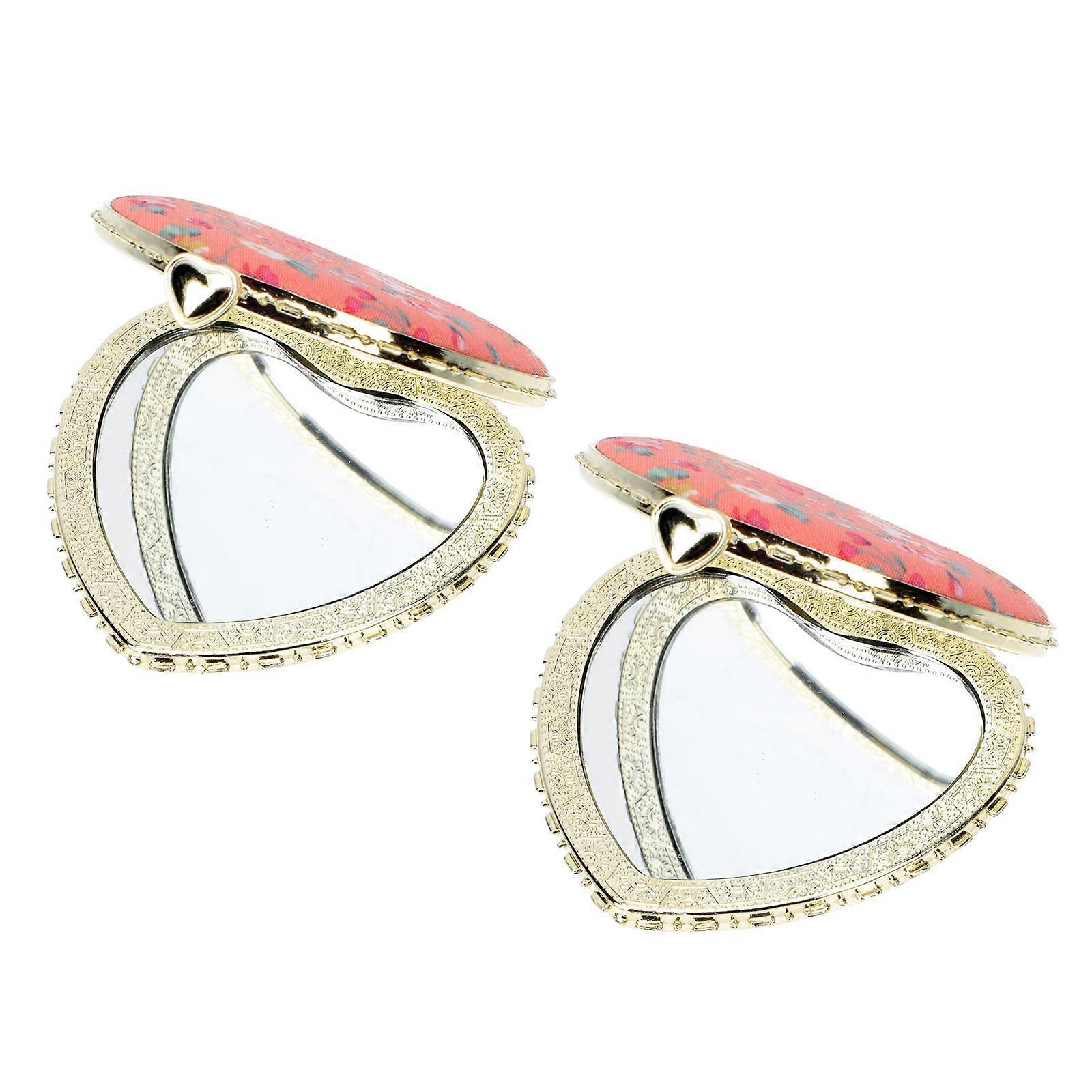 Foldable Heart Shaped Makeup Mirrors for Women – Portable Compact Cosmetic Mirror for Travel, High Definition Reflection, Chic Design for Quick Touch
