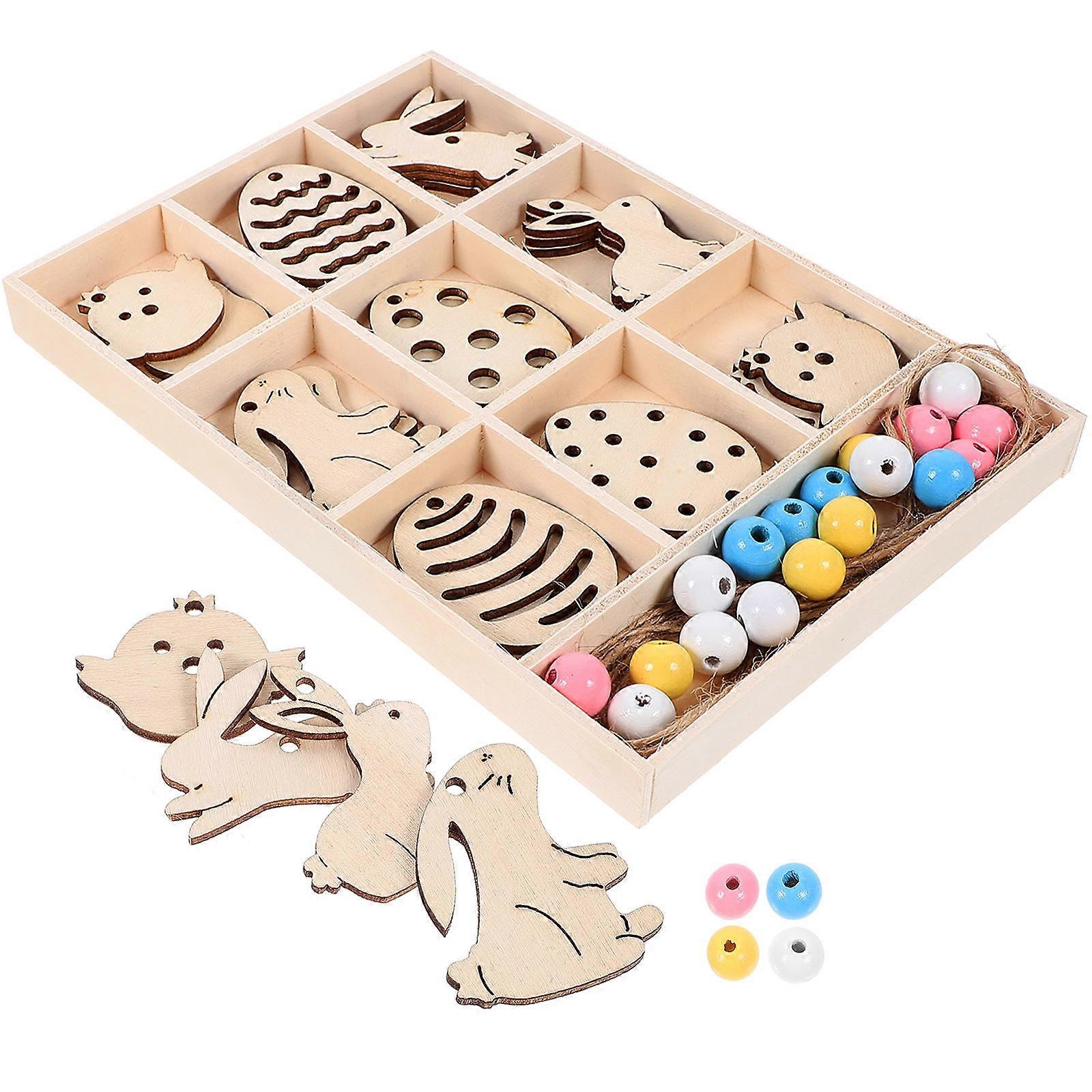 Easter Wooden Bunny Shaped Cutouts for Decoration Craft Supplies Blank Design Multi Color 1 Set
