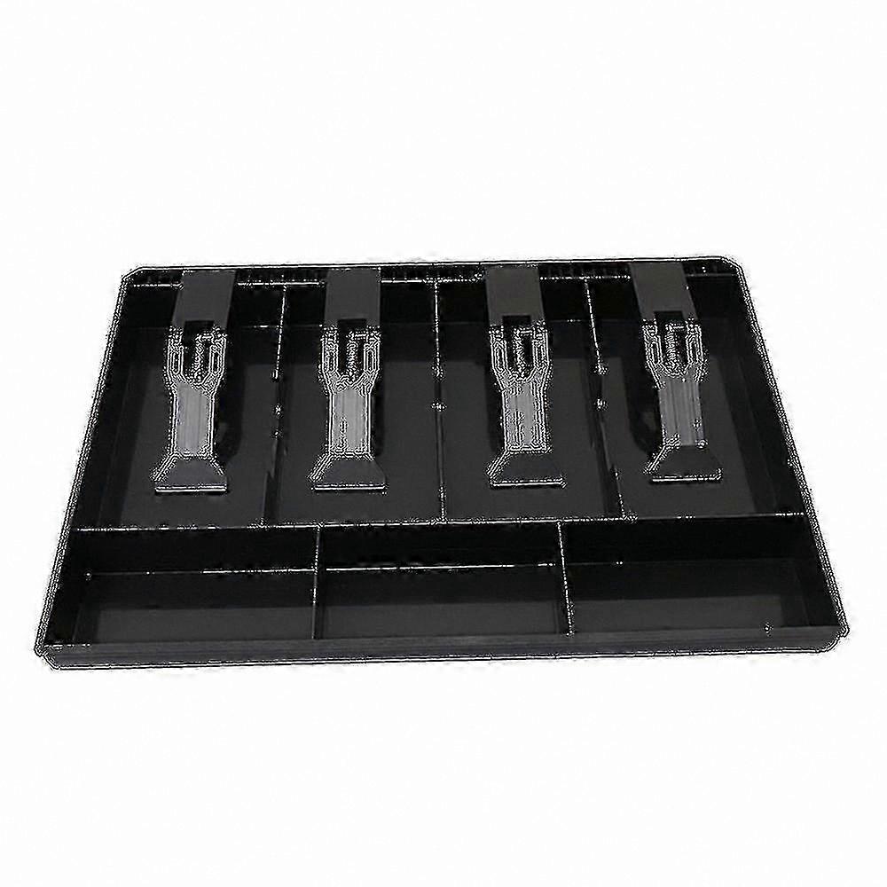 درج نقدي أسود صينية 4 Bill 3 Coin Cashier Tidy Box لتخزين الأموال