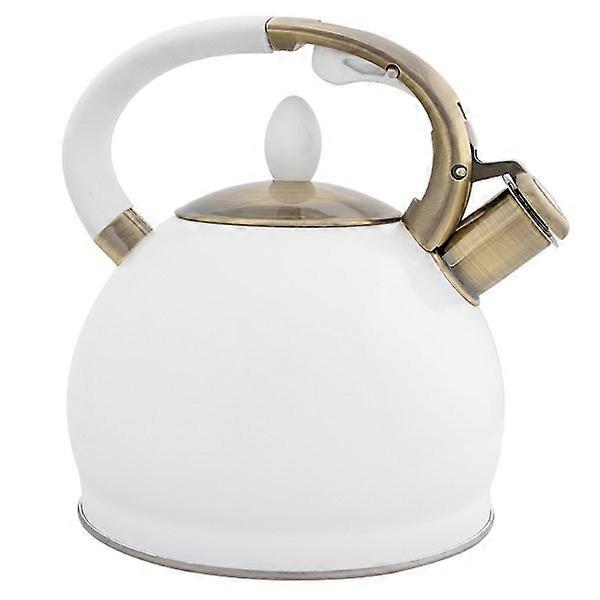 Electroplating Bronze Handle Stone File Kettle New Style European White Universal Gas Kettle with Whistle, kitchenware.
