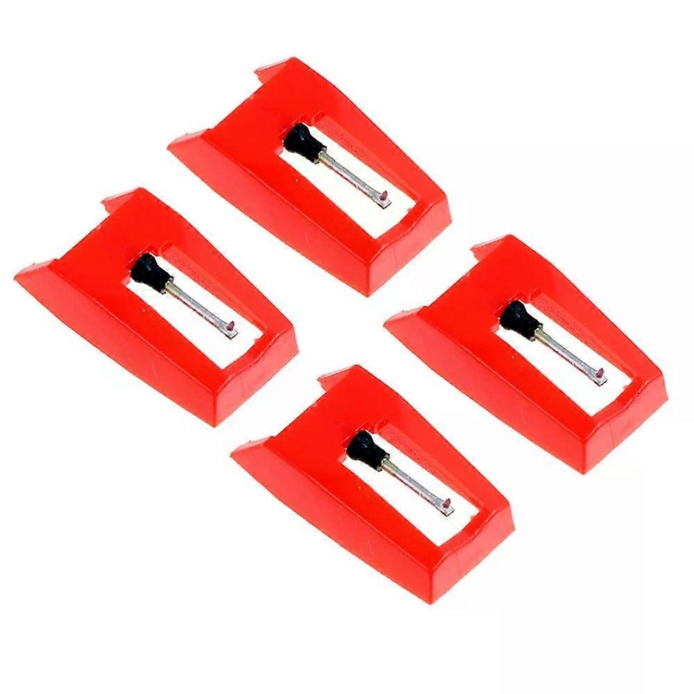 Record Player Needles Stylus, 4Pcs Red Phonograph Turntable Replacement Stylus, 2*5*1.2cm